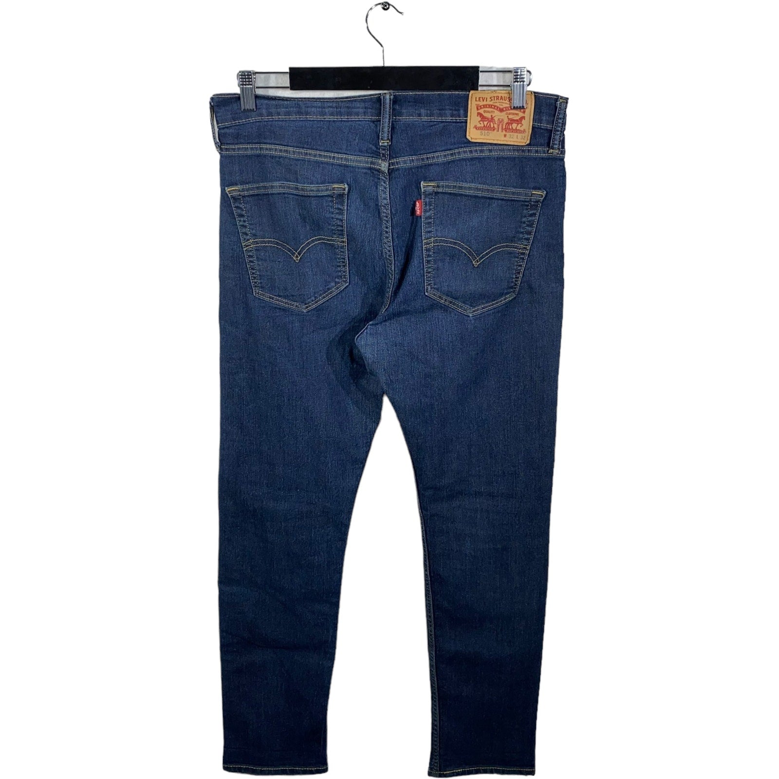 Collection of Levis 501 Zip Fly Straight Leg Dark Wash Denim Pants in a gallery layout
