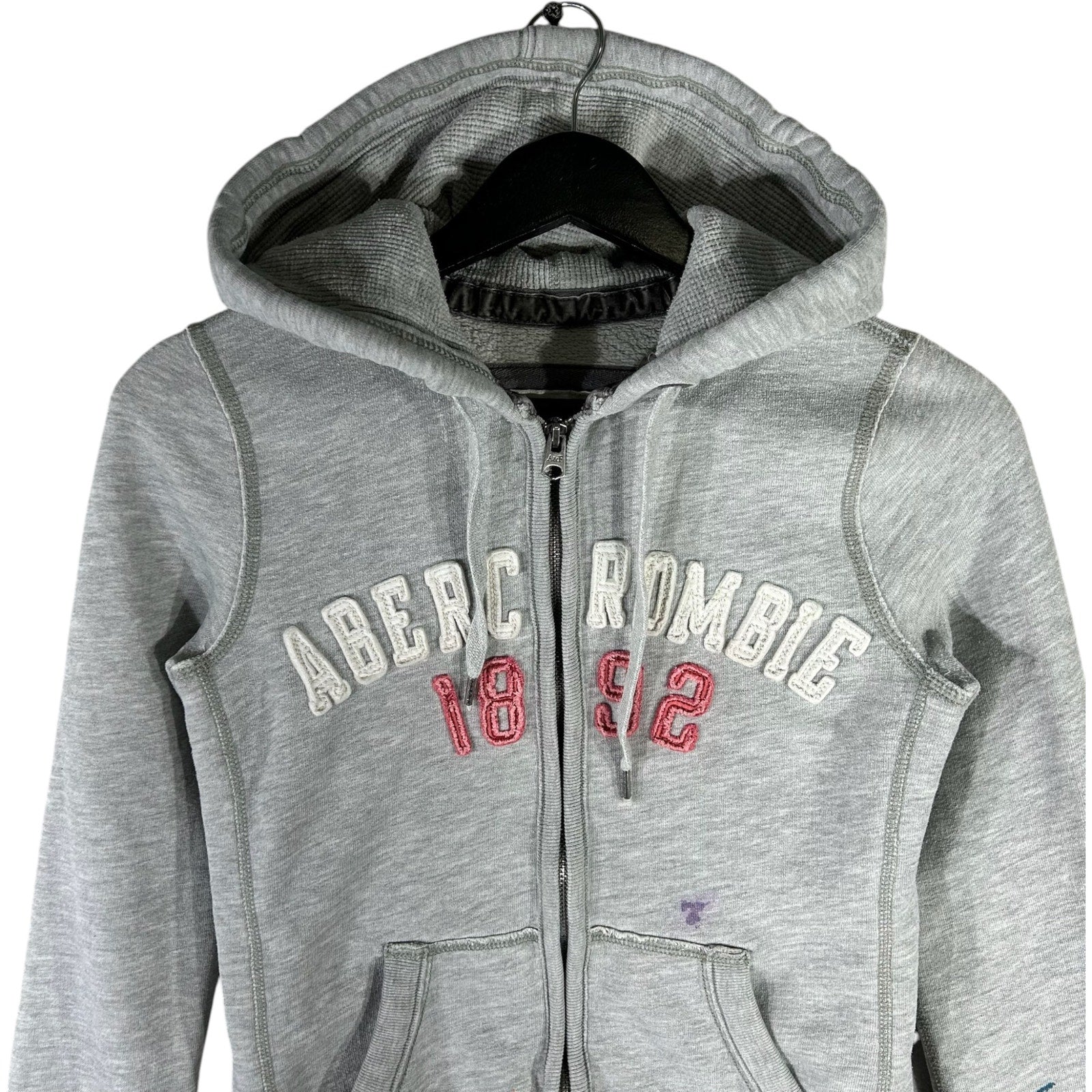 Collection of Women's Abercrombie & Fitch Spellout Logo Full Zip Hoodie in a gallery layout