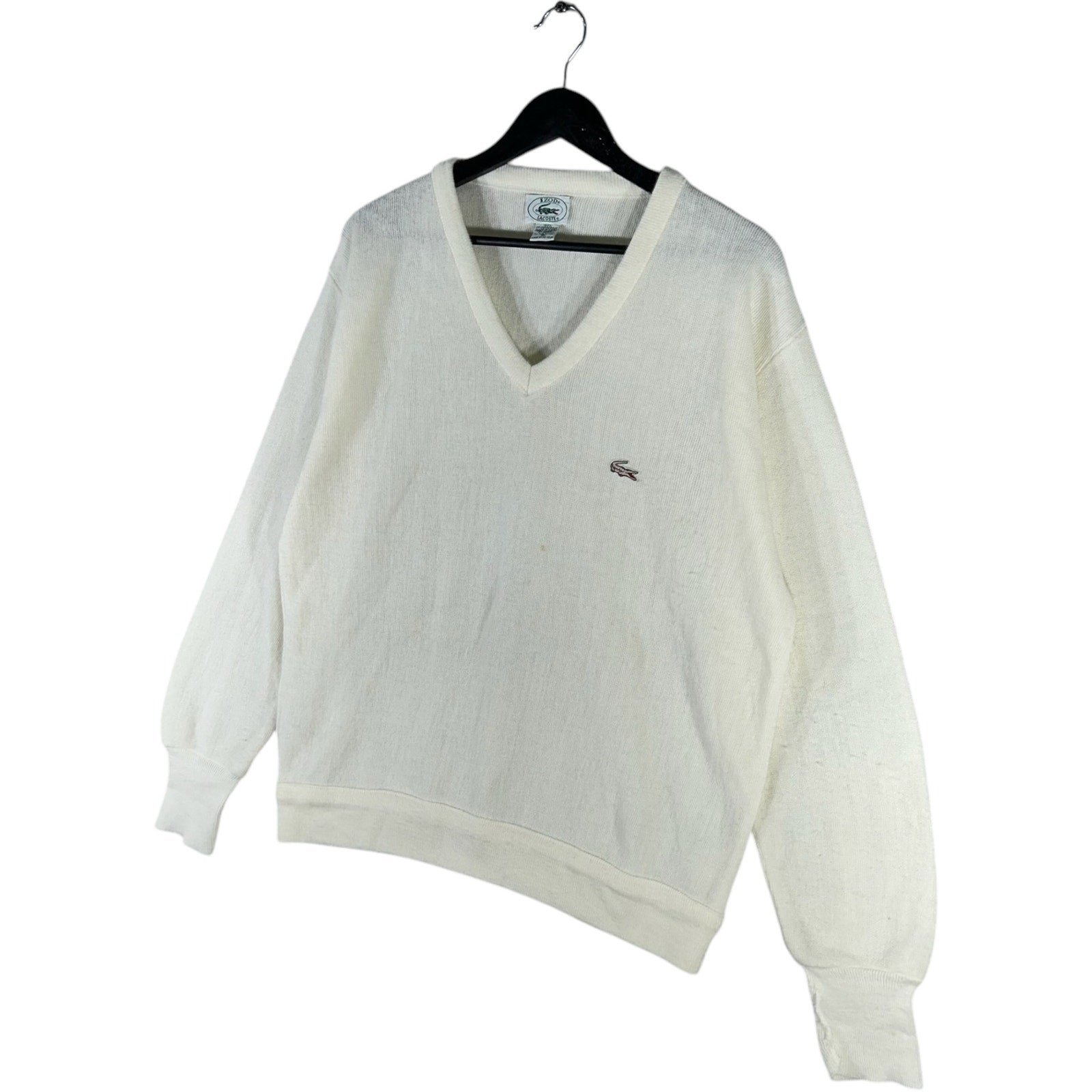 Collection of Lacoste Mini Logo V-Neck Sweater in a gallery layout
