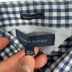 Collection of Tommy Hilfiger Plaid Dress Shirt in a gallery layout