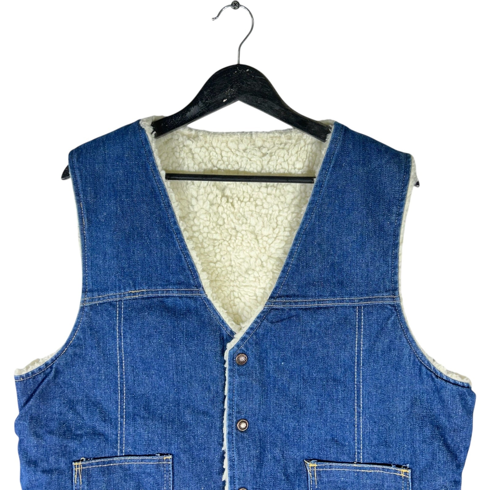 Collection of Vintage Sherpa Lined Denim Vest in a gallery layout