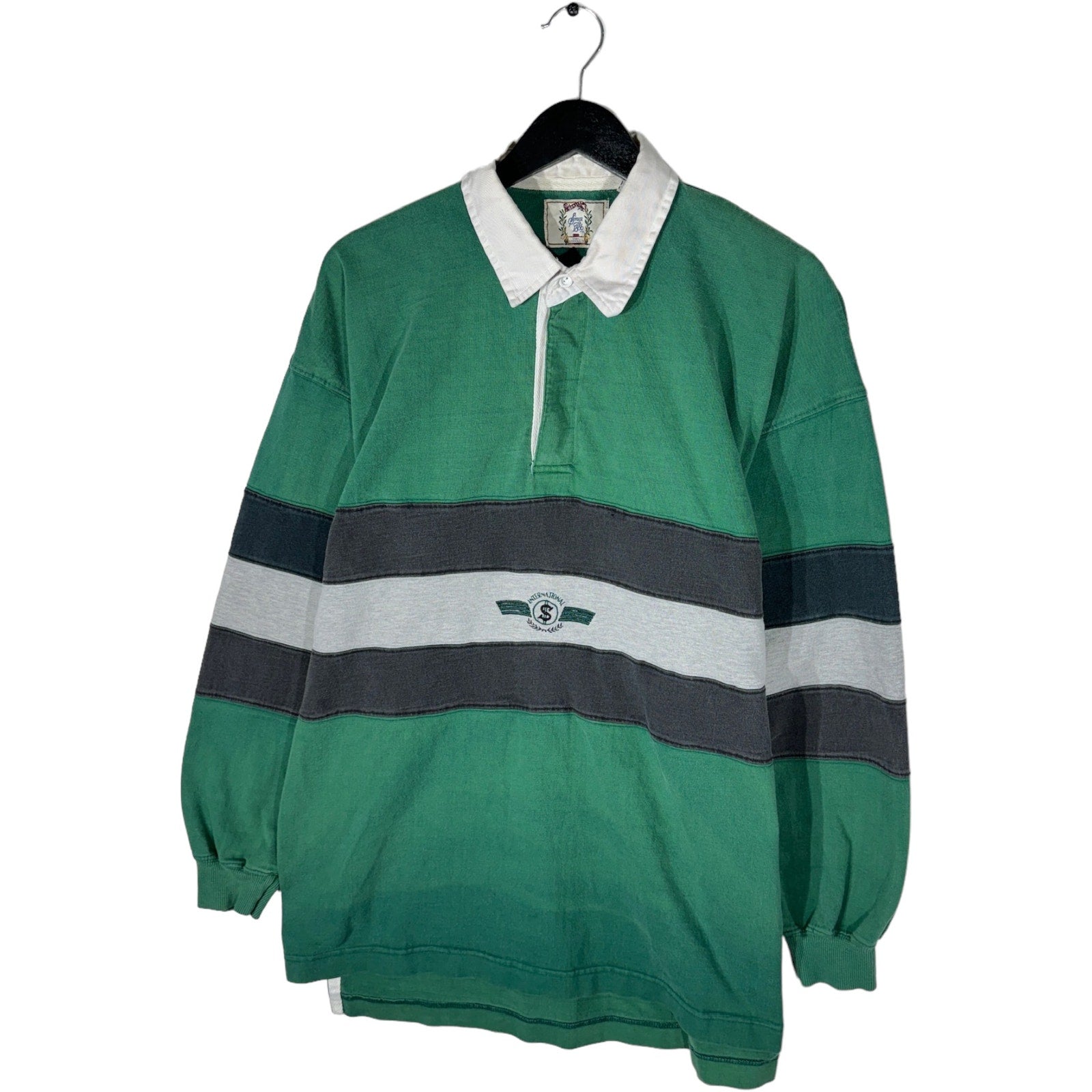 Collection of Vintage International Striped Long Sleeve Polo in a gallery layout
