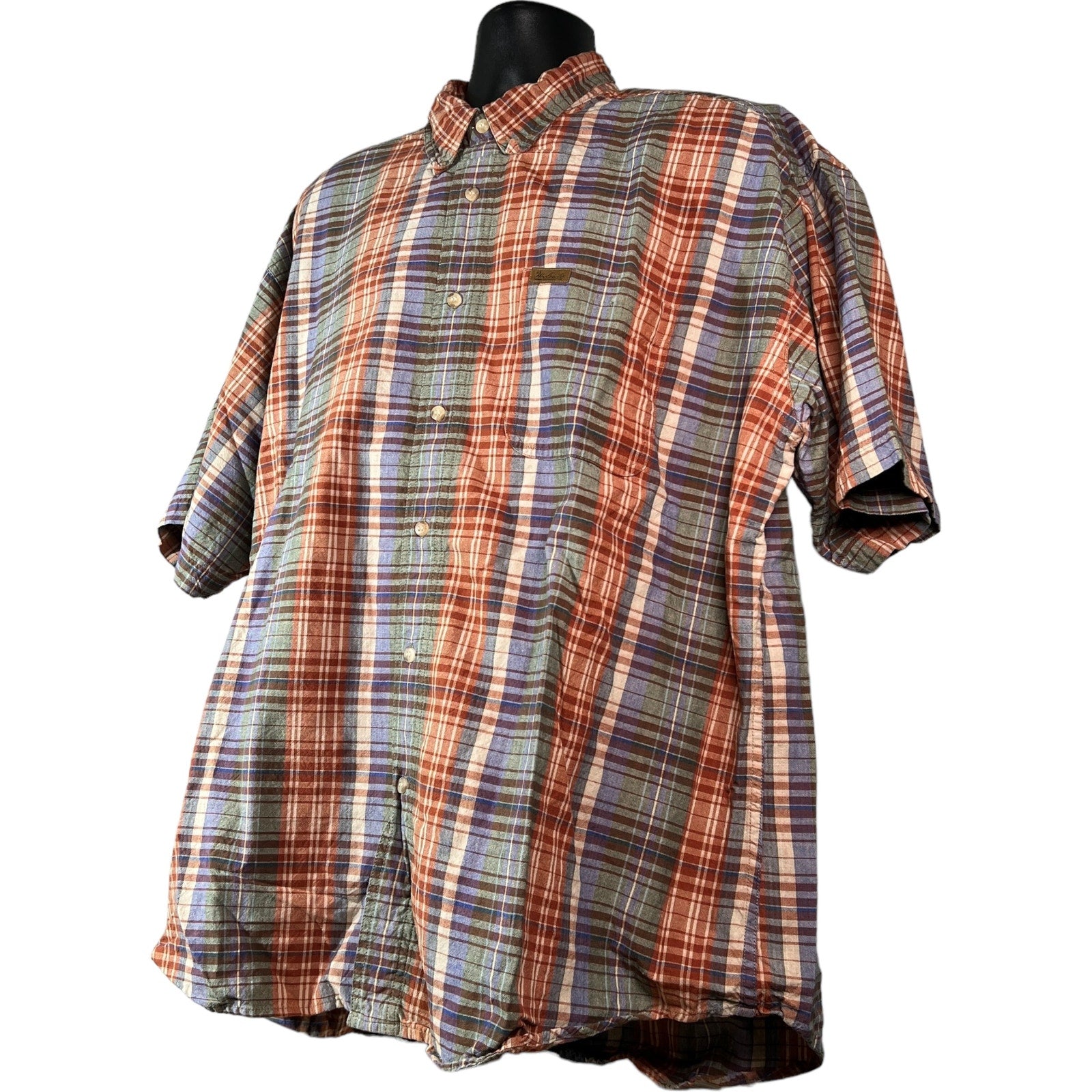 Collection of Woolrich Plaid Short Sleeve Button Down in a gallery layout