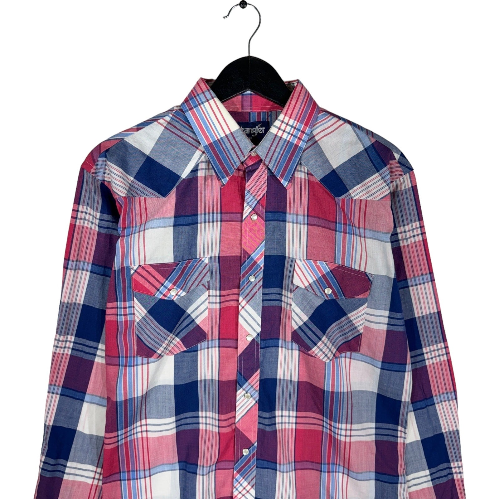 Collection of Wrangler Long Sleeve Plaid Button Up in a gallery layout