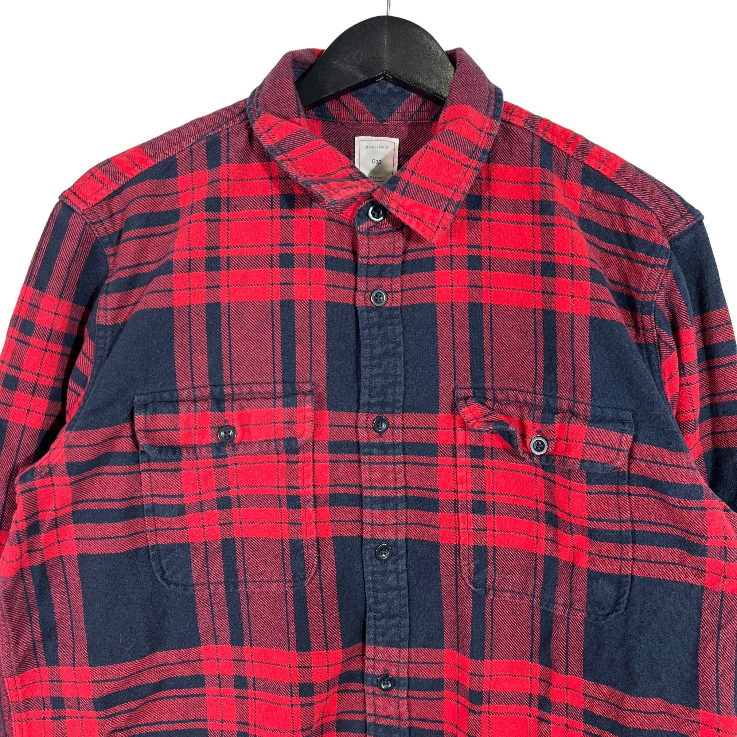 Collection of Gap Flannel Plaid Long Sleeve Button Down in a gallery layout