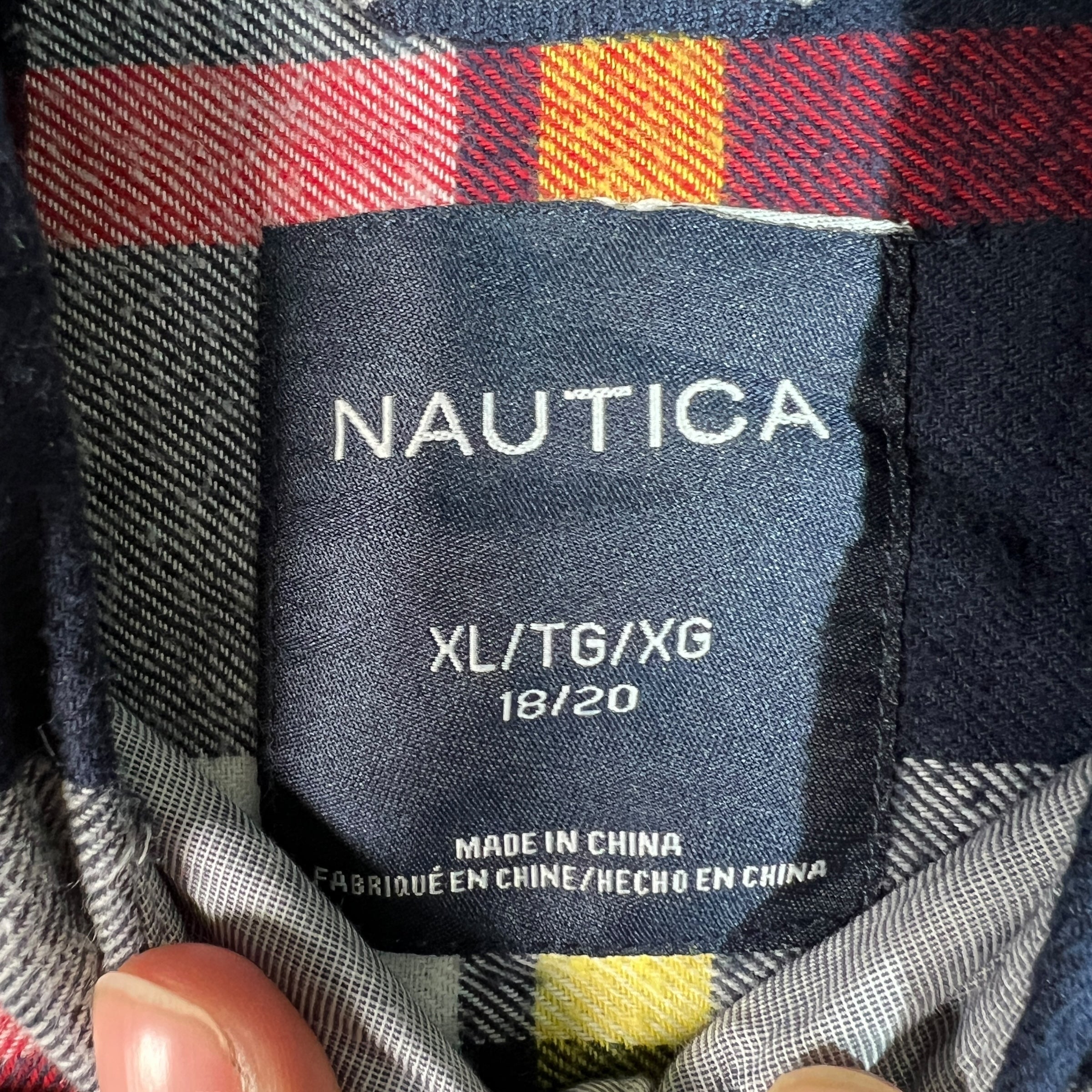 Collection of Plaid Pocket Nautica Flannel in a gallery layout