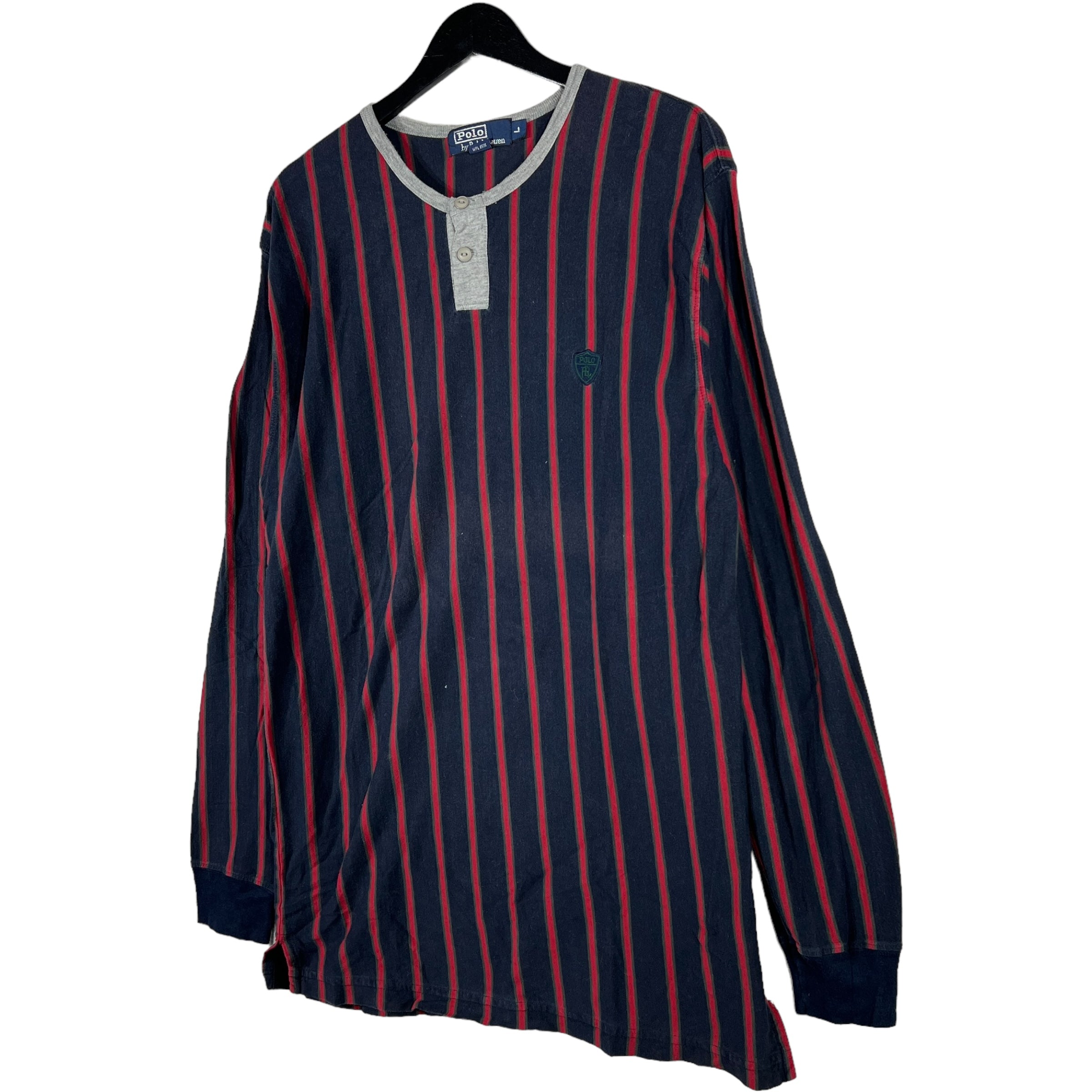 Collection of Polo Ralph Lauren Vertical Stripe Long Sleeve Henley in a gallery layout
