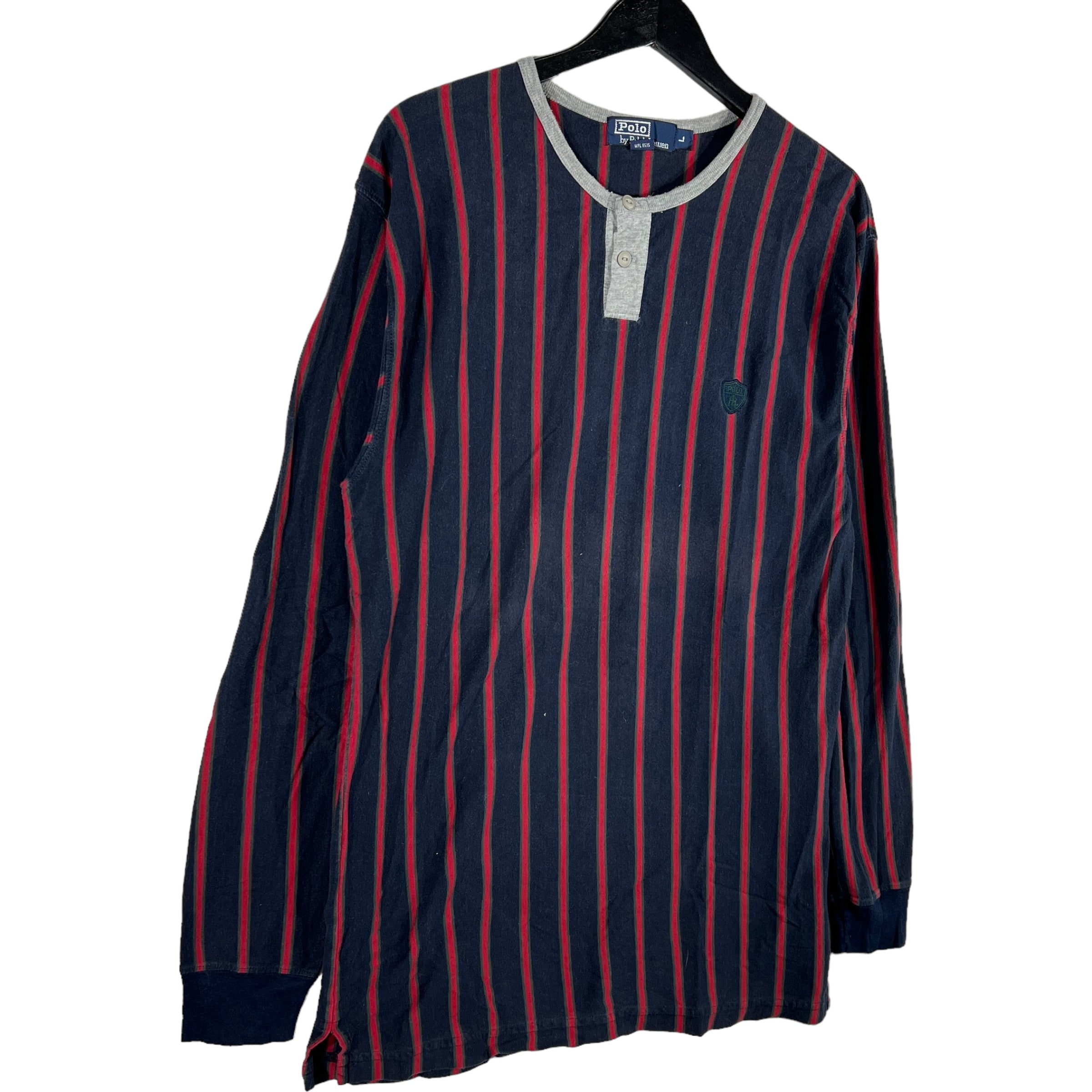Collection of Polo Ralph Lauren Vertical Stripe Long Sleeve Henley in a gallery layout