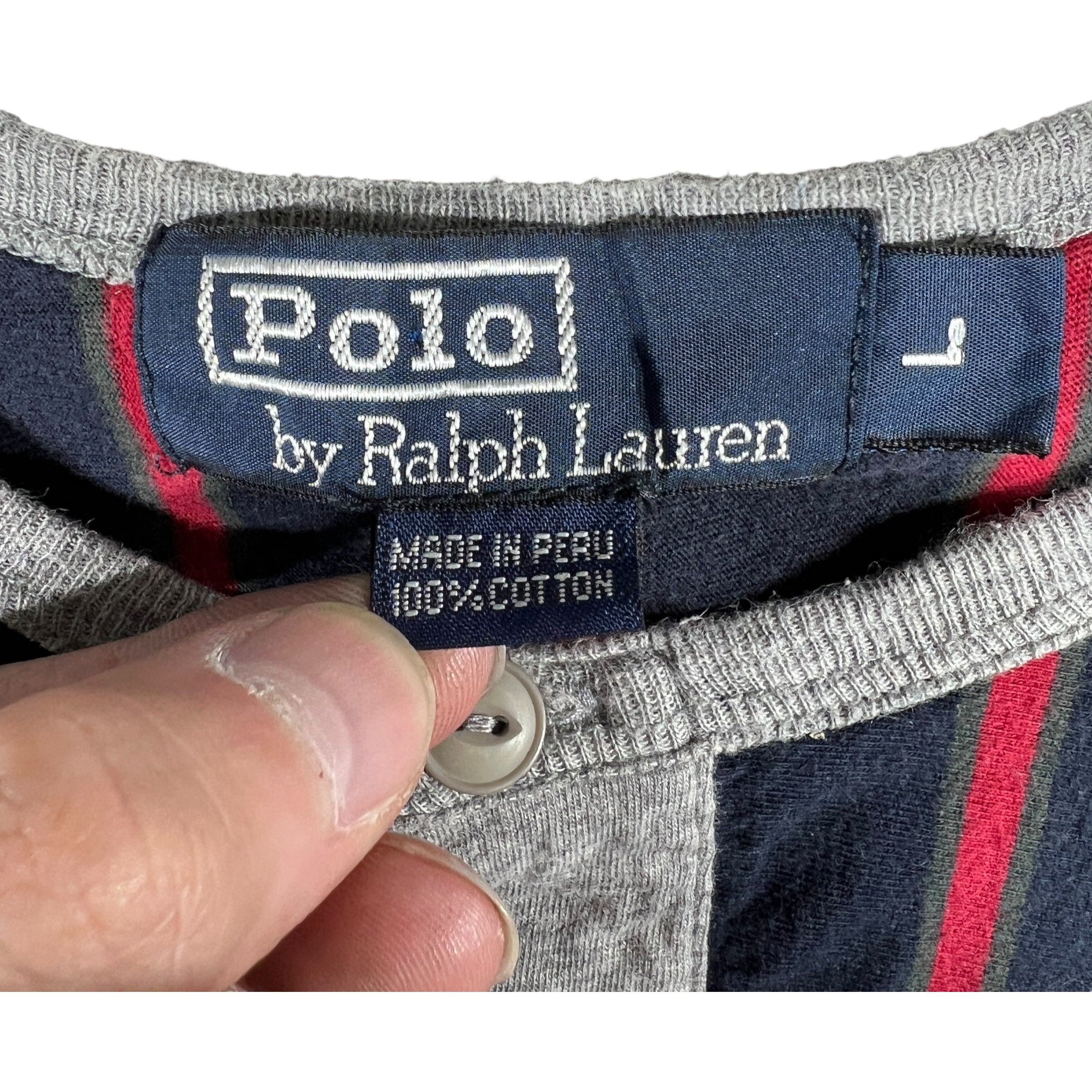 Collection of Polo Ralph Lauren Vertical Stripe Long Sleeve Henley in a gallery layout