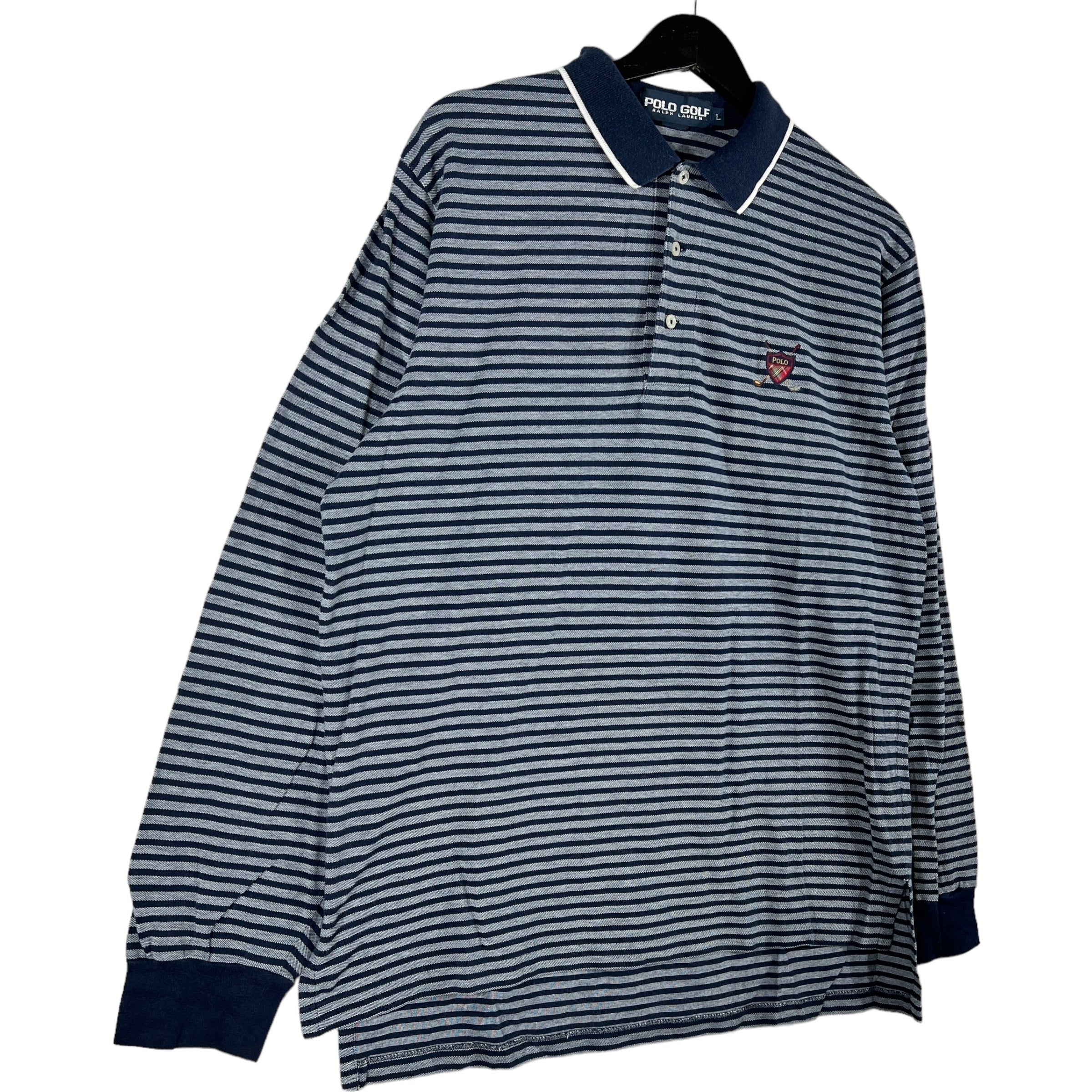 Collection of Polo Golf Stripe Long Sleeve Polo in a gallery layout