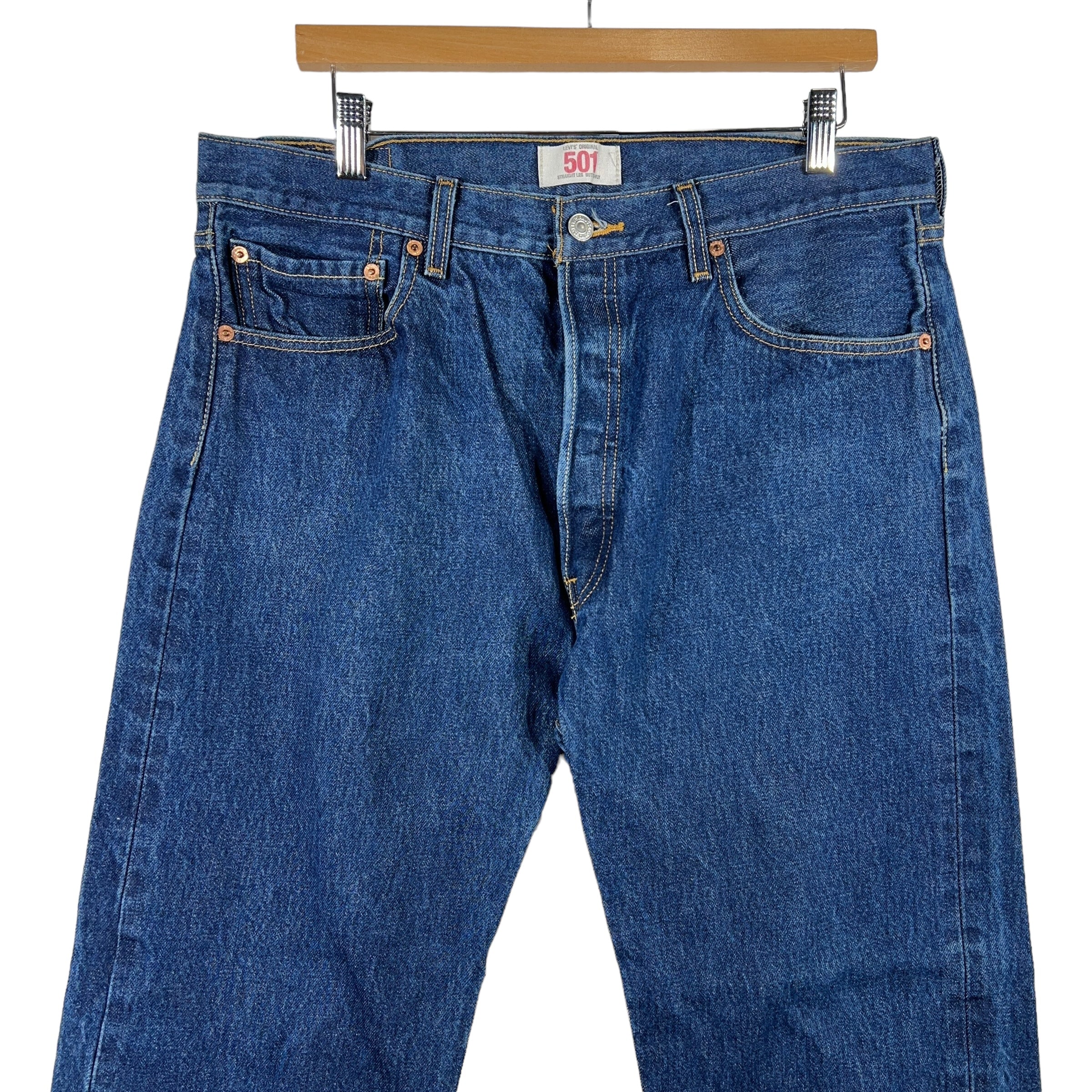 Collection of Levis 501 Button Fly Straight Leg Denim Pants in a gallery layout