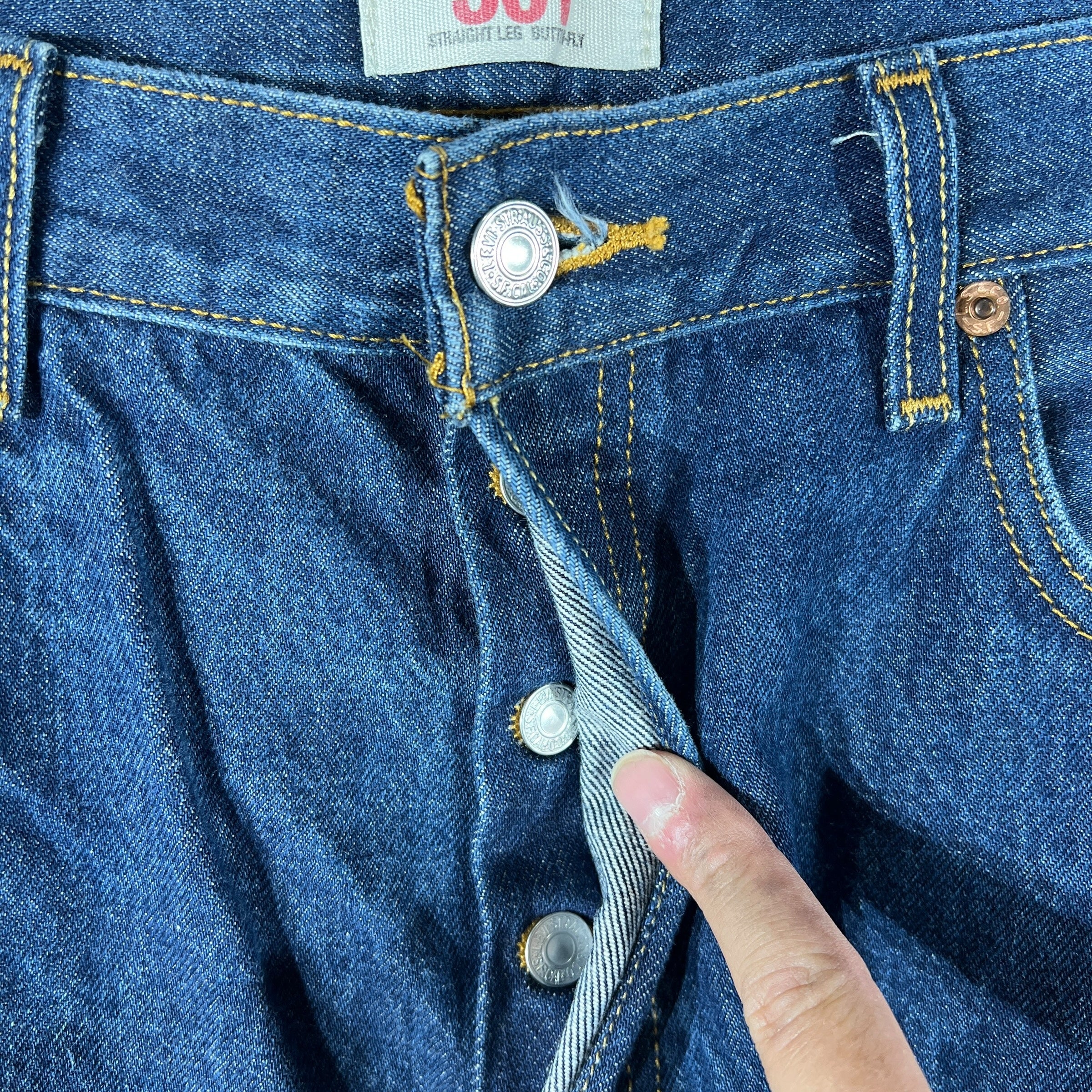 Collection of Levis 501 Button Fly Straight Leg Denim Pants in a gallery layout