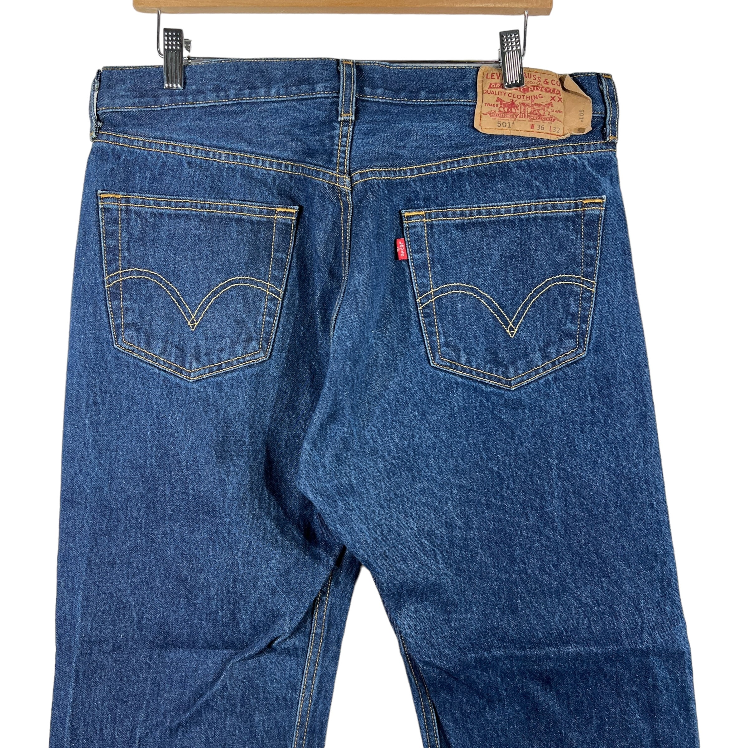 Collection of Levis 501 Button Fly Straight Leg Denim Pants in a gallery layout