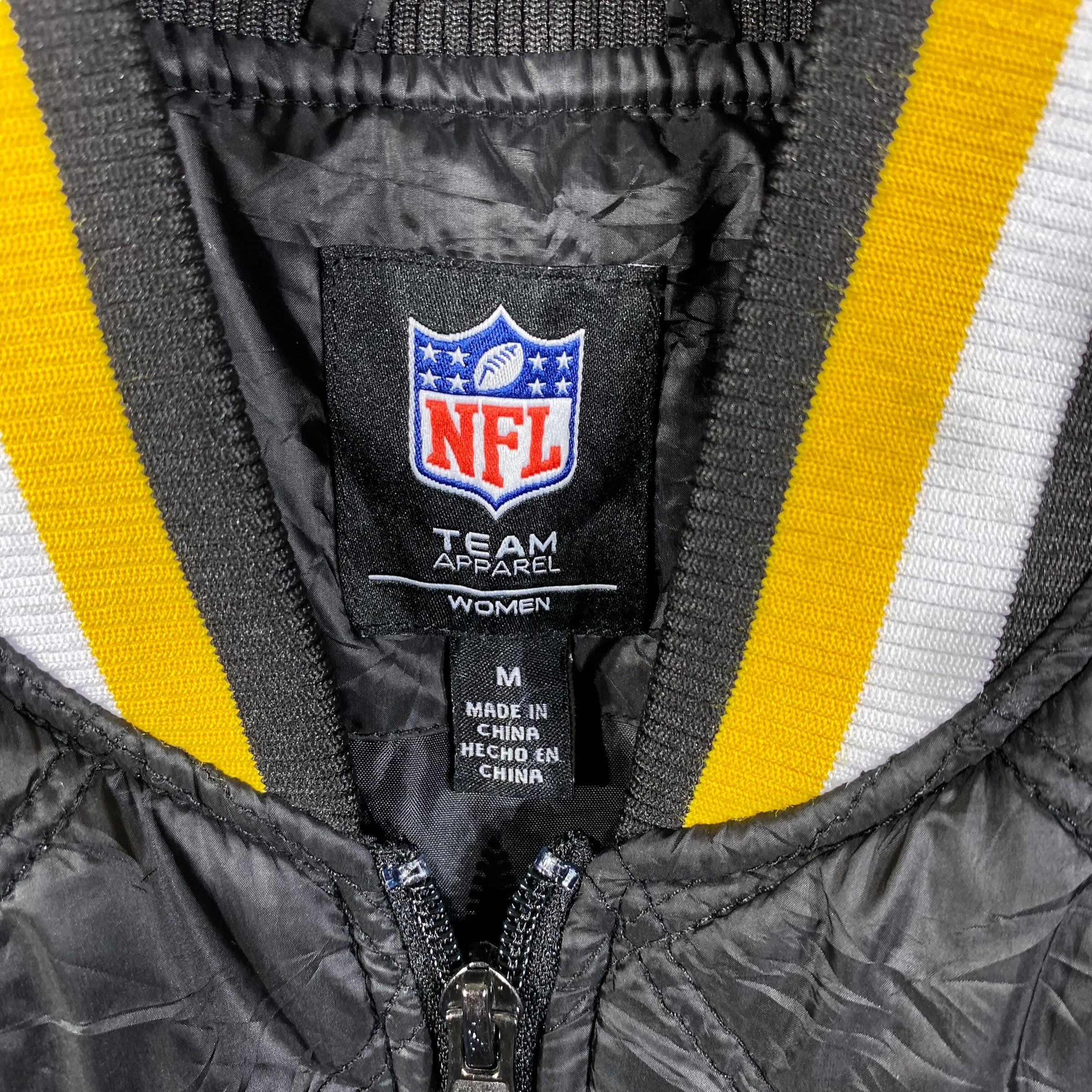 Collection of Women NFL Pittsburg Steelers Diamond Stitched Full Zip Jacket in a gallery layout