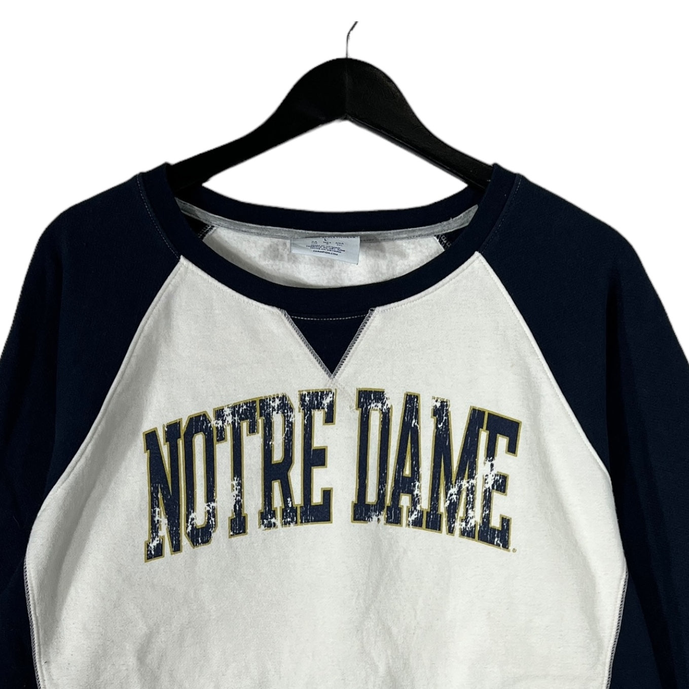 Collection of Champion Norte Dame University Crewneck in a gallery layout