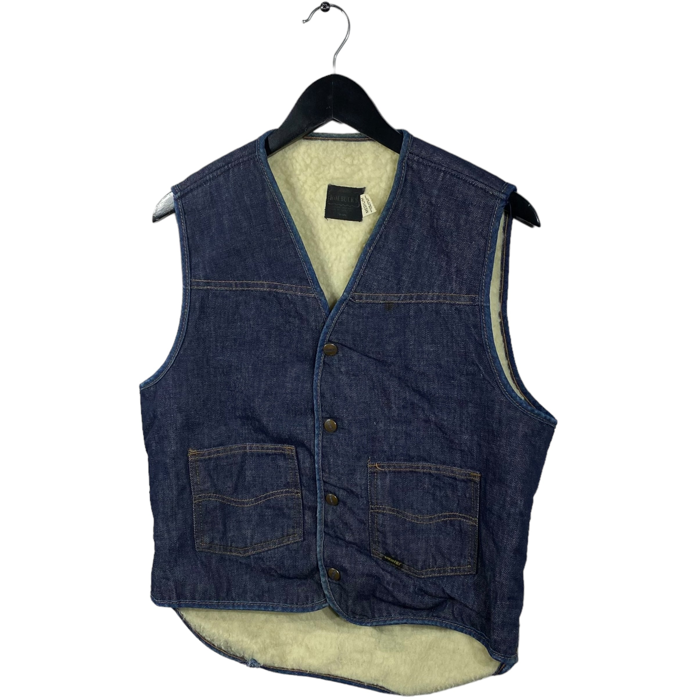 Collection of Roebucks Sherpa Lined Denim Vest in a gallery layout