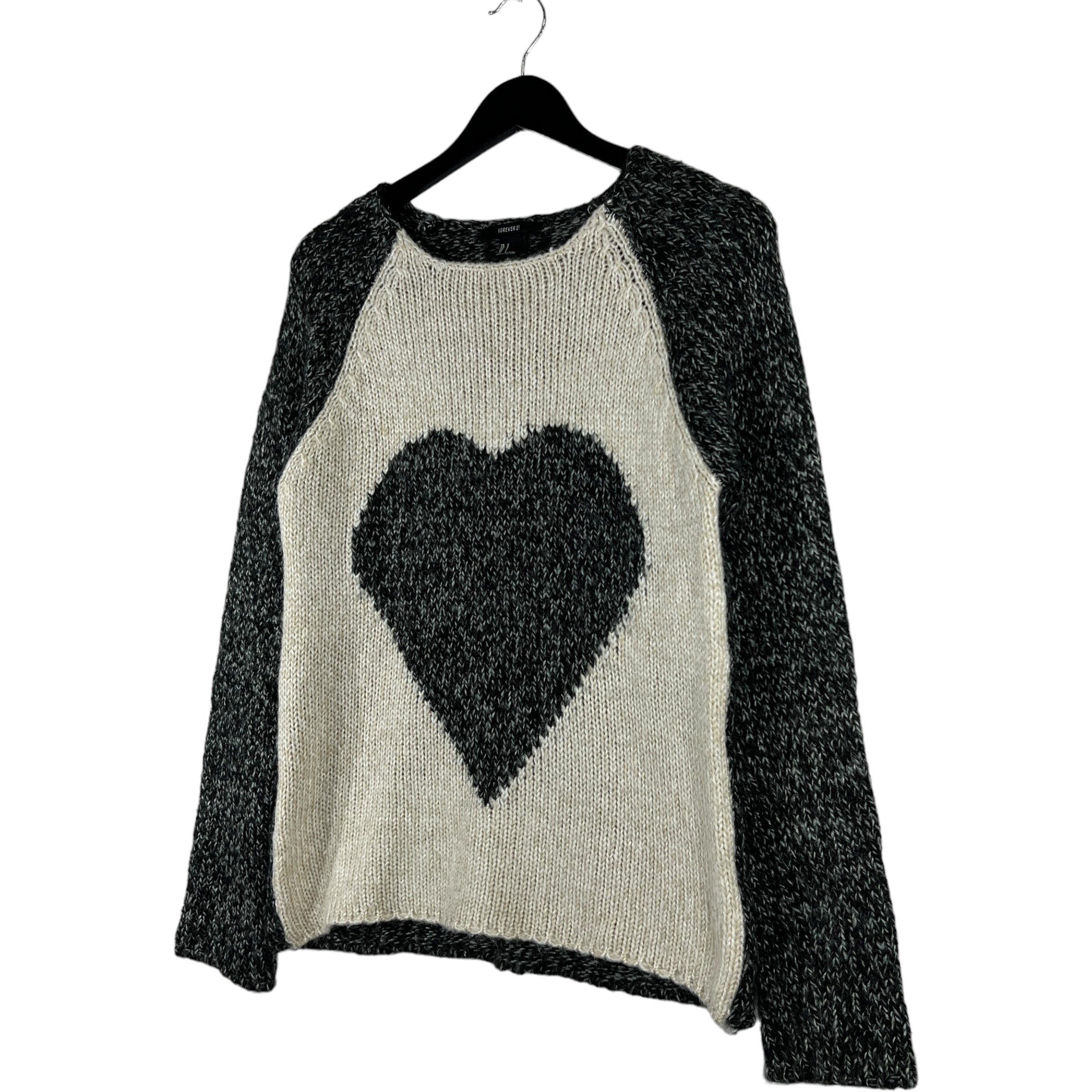 Collection of Heart Pattern Color Block Sweater in a gallery layout