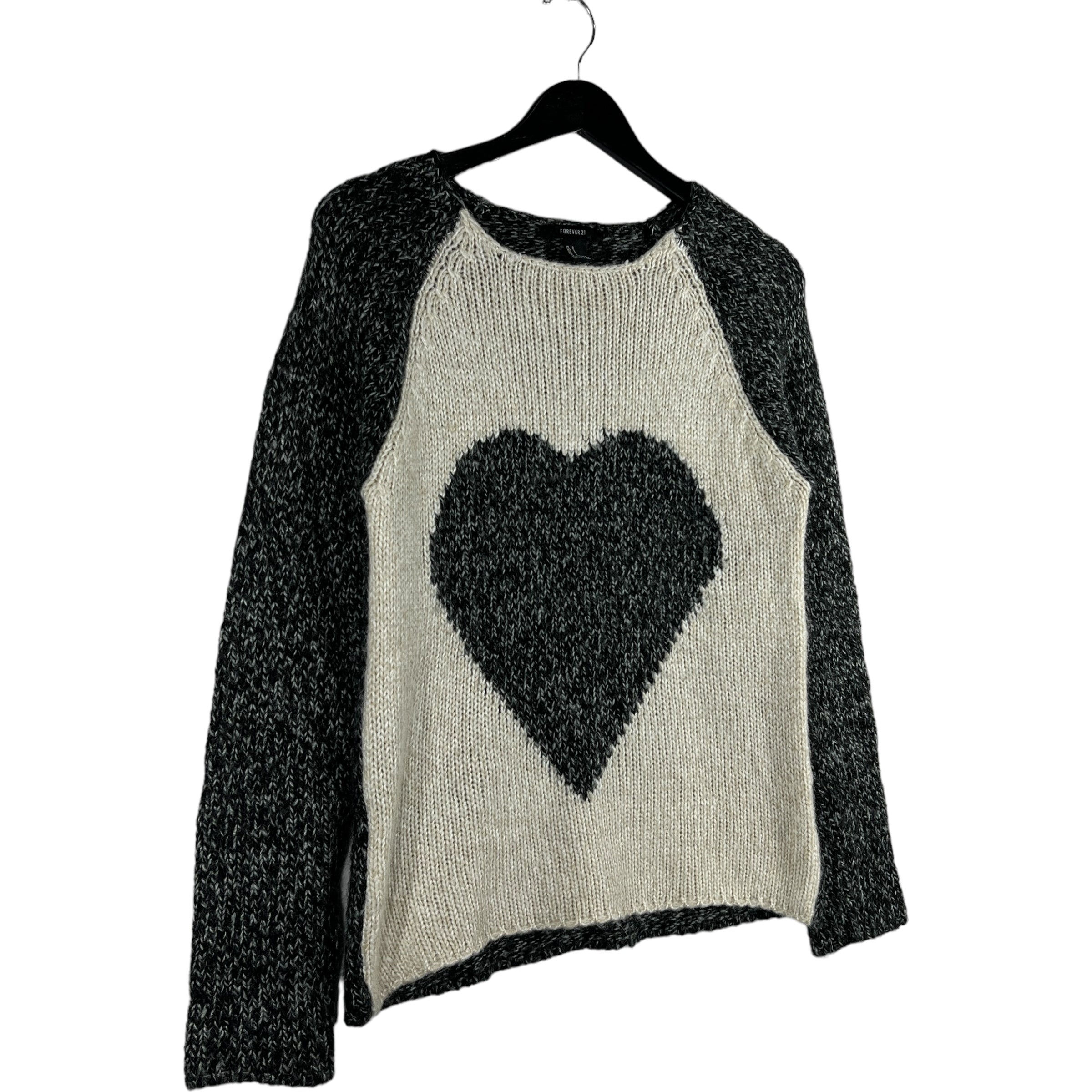 Collection of Heart Pattern Color Block Sweater in a gallery layout