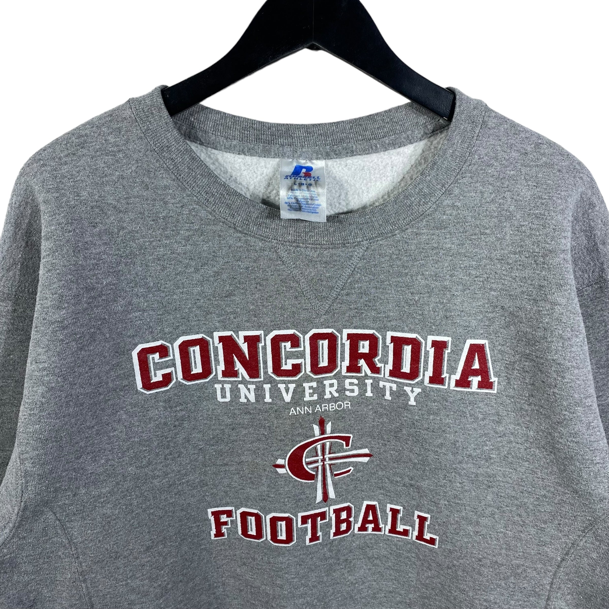 Collection of Russell Athletic Concordia University Football Crewneck in a gallery layout