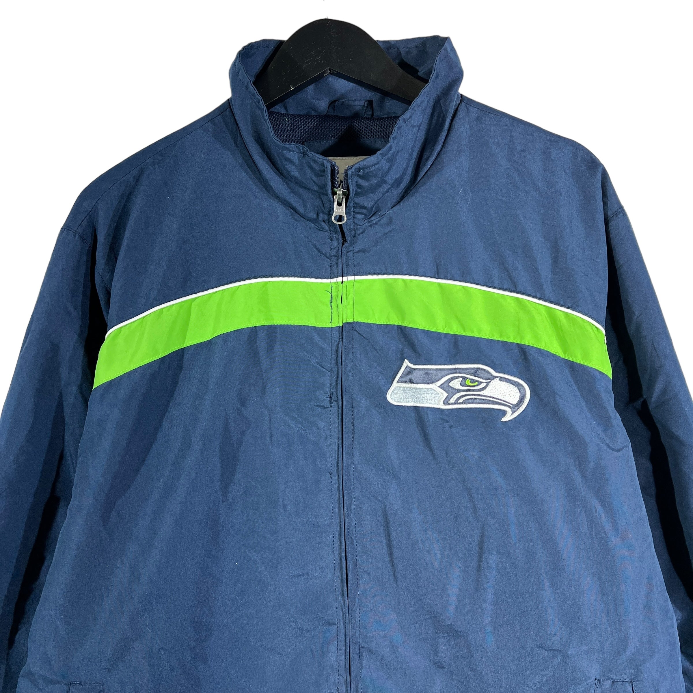 Collection of Vintage NFL Seattle Sea Hawks Zip Up Jacket in a gallery layout