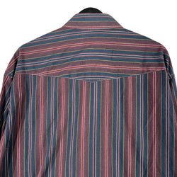 Collection of Wrangler Long Tail Striped Pearl Snap Button Down in a gallery layout