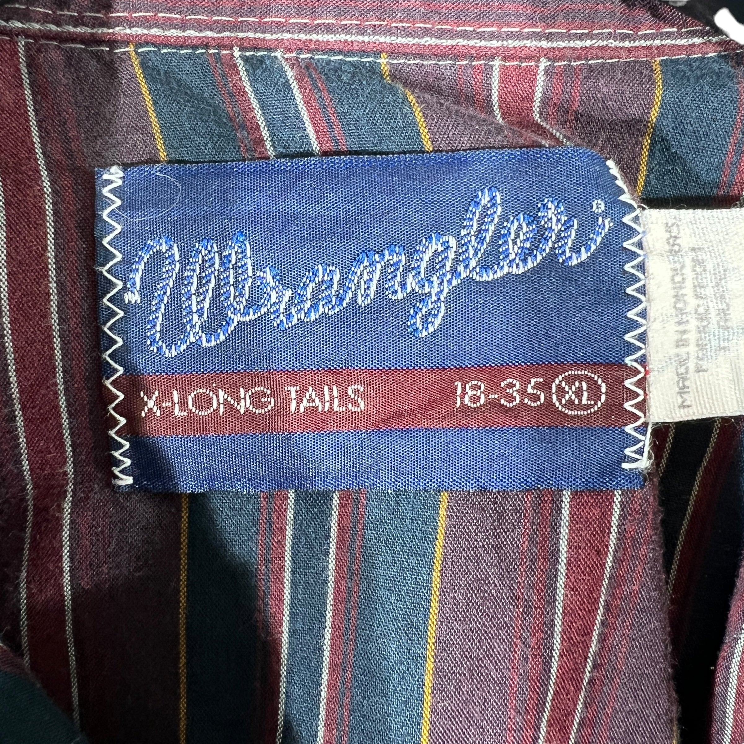 Collection of Wrangler Long Tail Striped Pearl Snap Button Down in a gallery layout