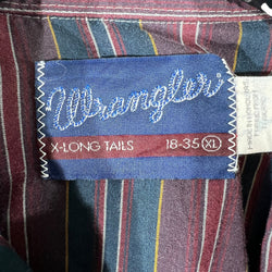 Collection of Wrangler Long Tail Striped Pearl Snap Button Down in a gallery layout