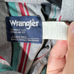 Collection of Wrangler Cowboy Cut Striped Pearl Snap Button Down in a gallery layout