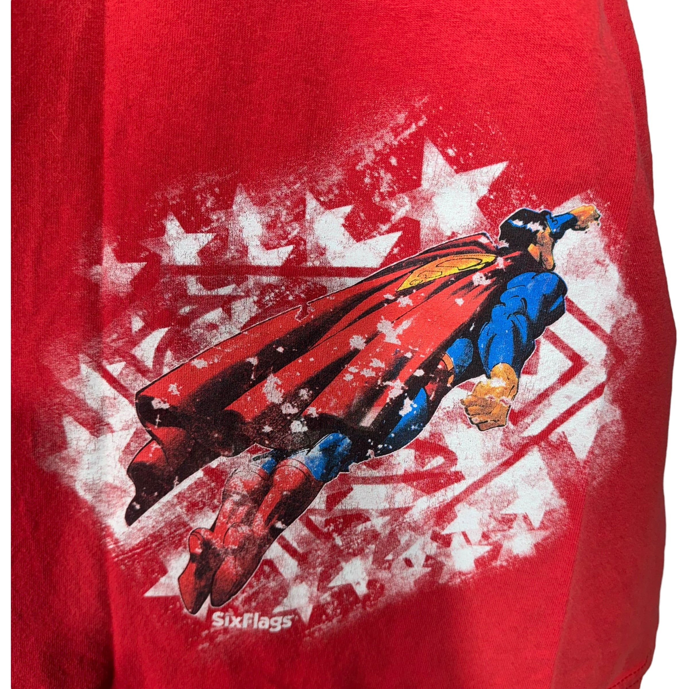 Collection of Six Flags Superman Chest Symbol Tee in a gallery layout