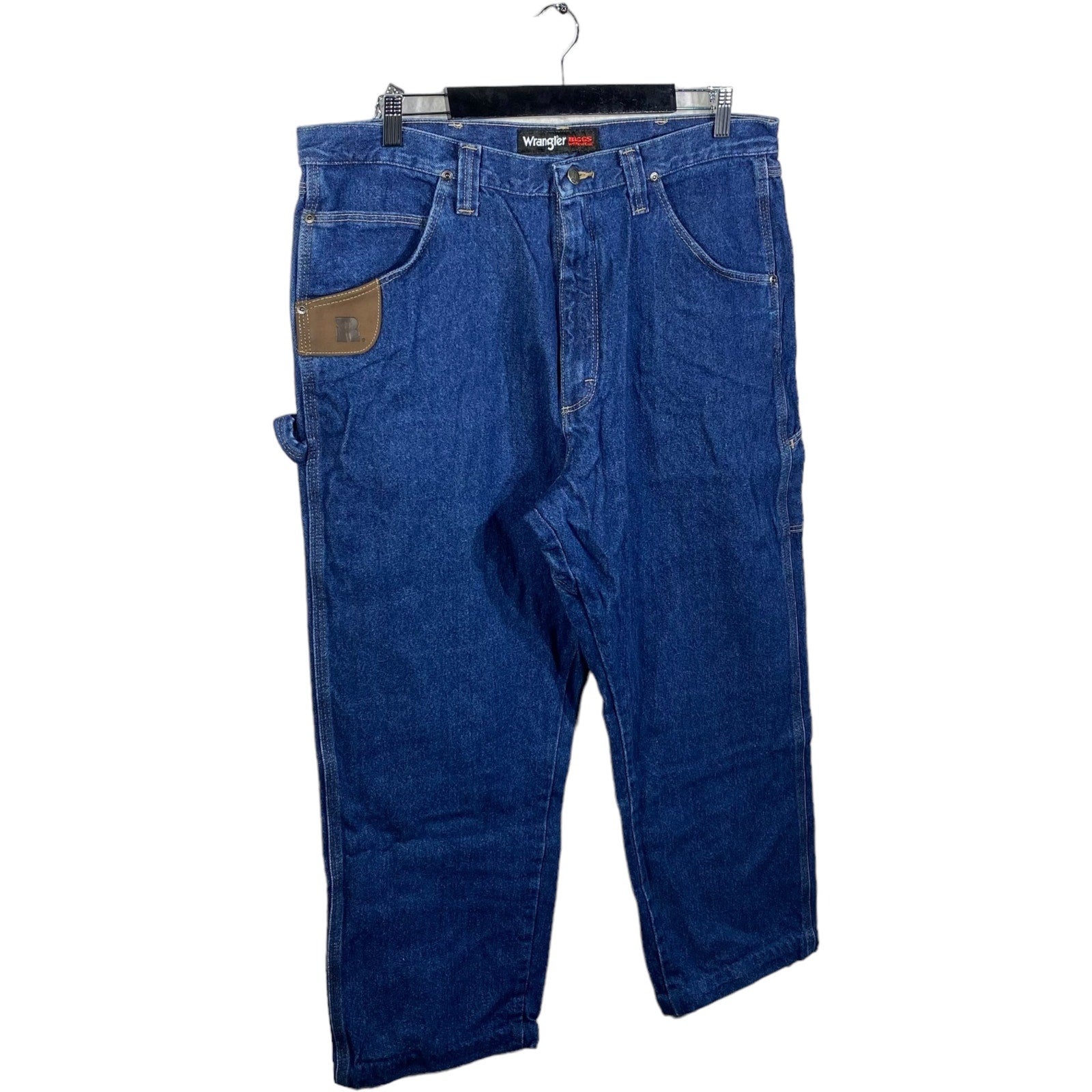 Collection of Wrangler Rigs Workwear Zip Fly Carpenter Straight Leg Denim Pants in a gallery layout