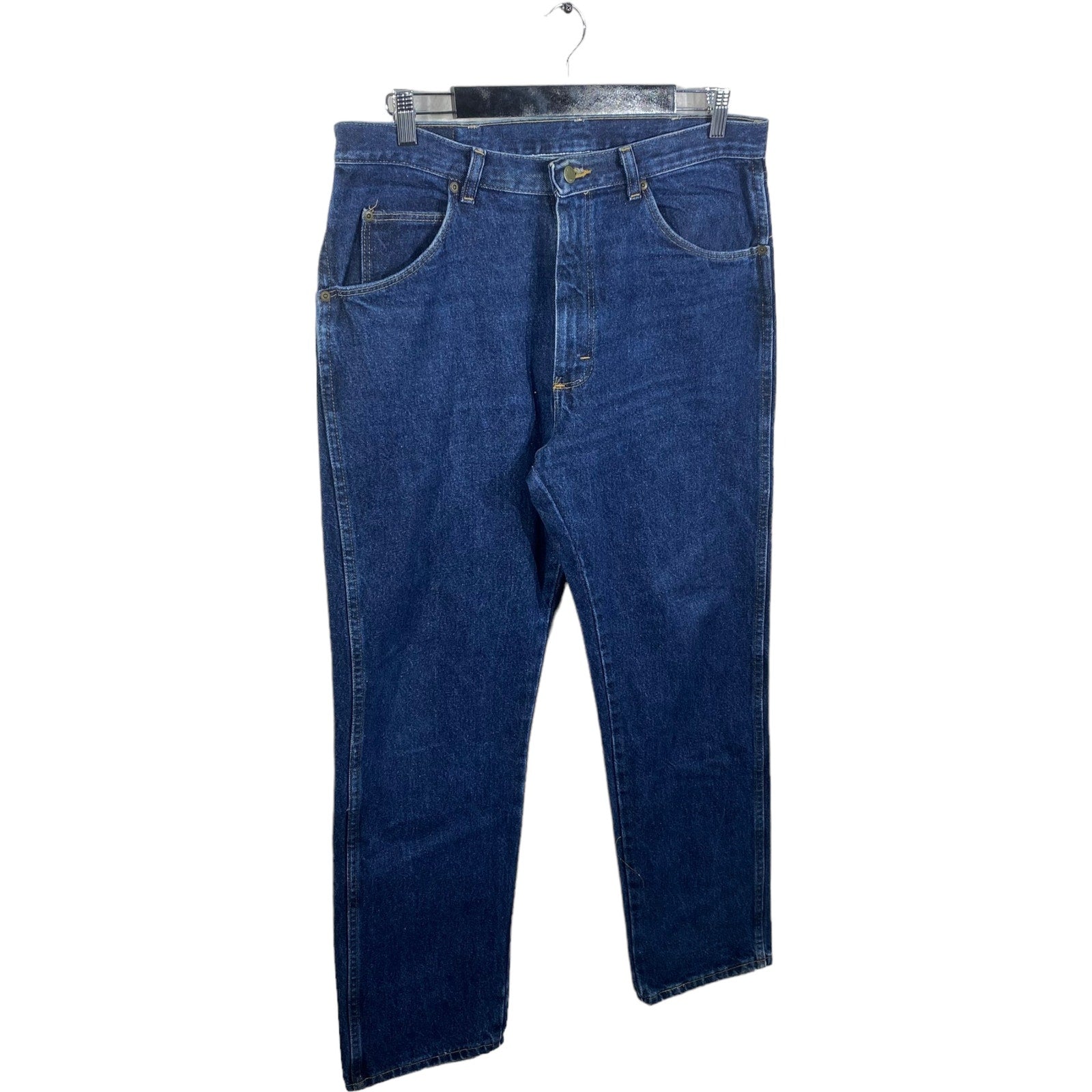 Collection of Wrangler Denim Straight Leg Jeans 34x32 in a gallery layout