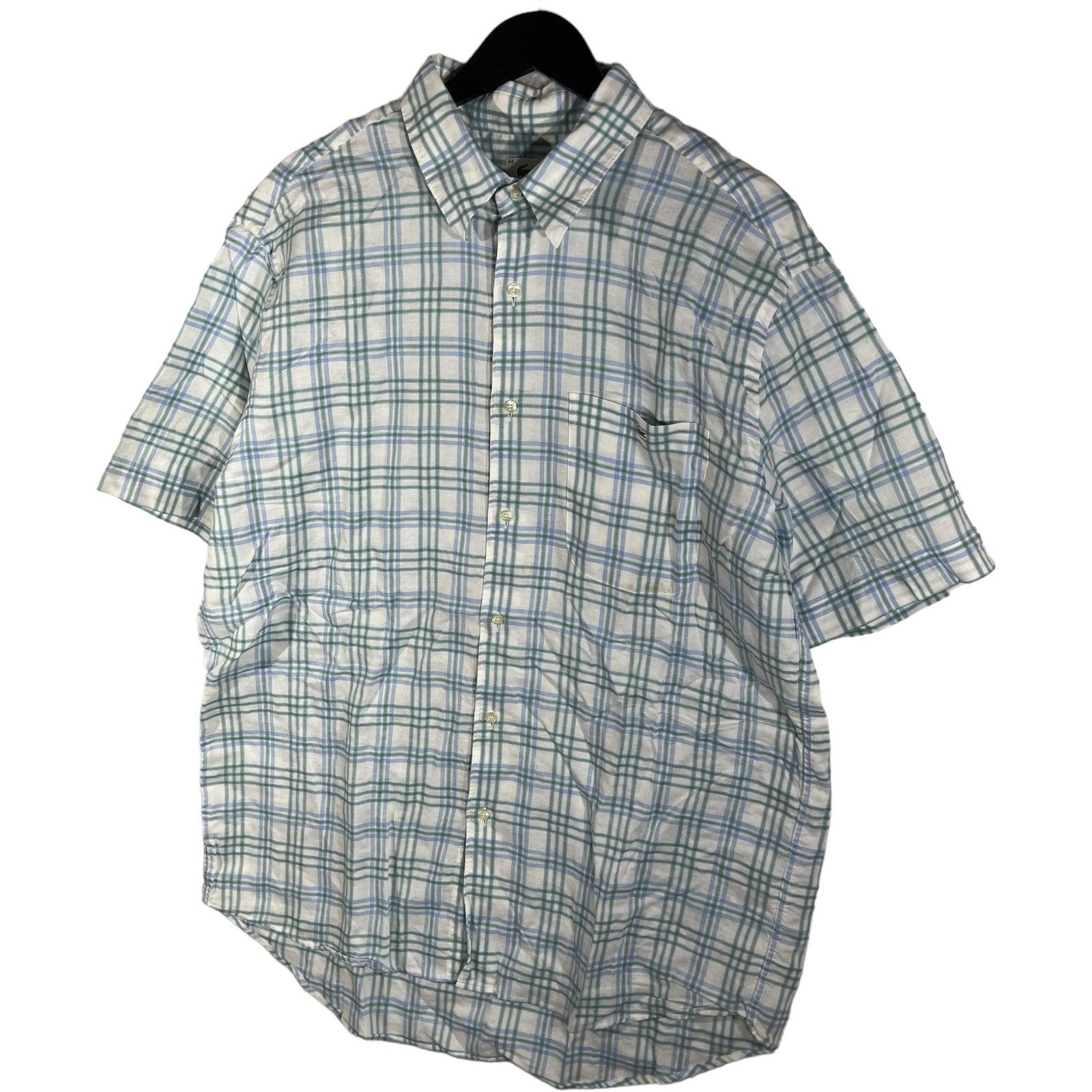 Collection of Lacoste Plaid Short Sleeve Button Up in a gallery layout