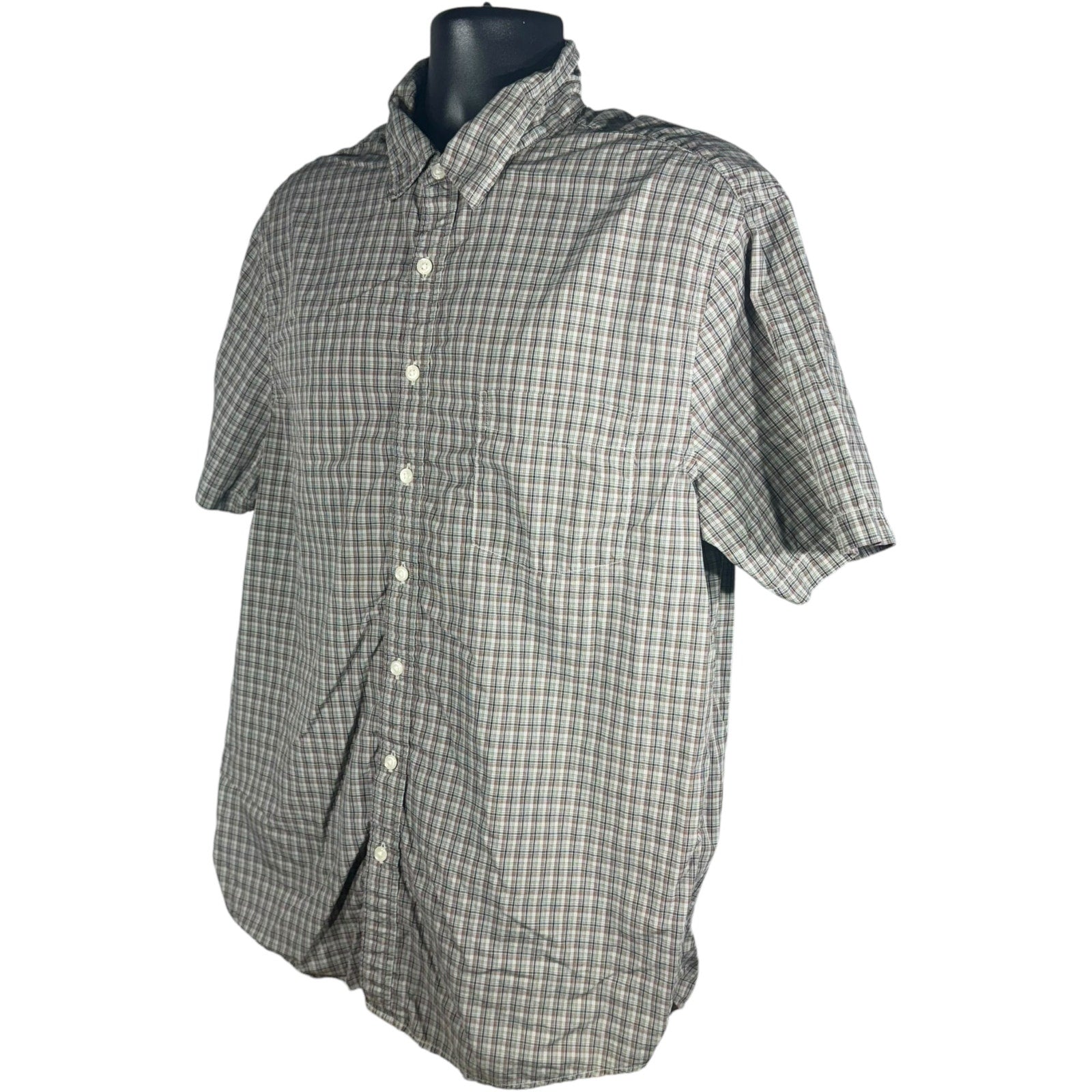 Collection of Gap Plaid Short Sleeve Button Up in a gallery layout