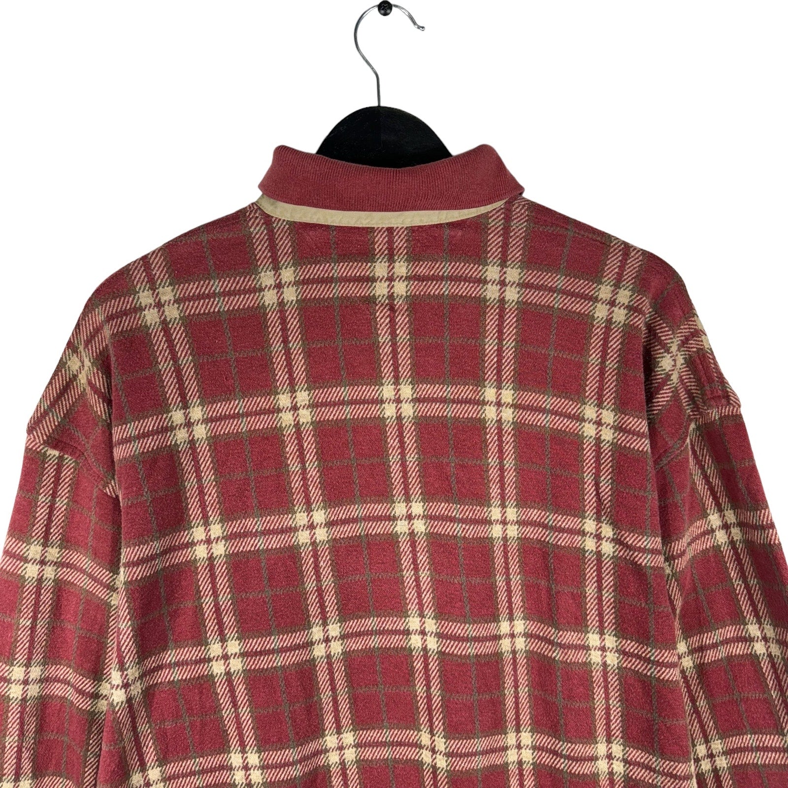 Collection of Tommy Hilfiger Quarter Button Plaid Sweatshirt in a gallery layout
