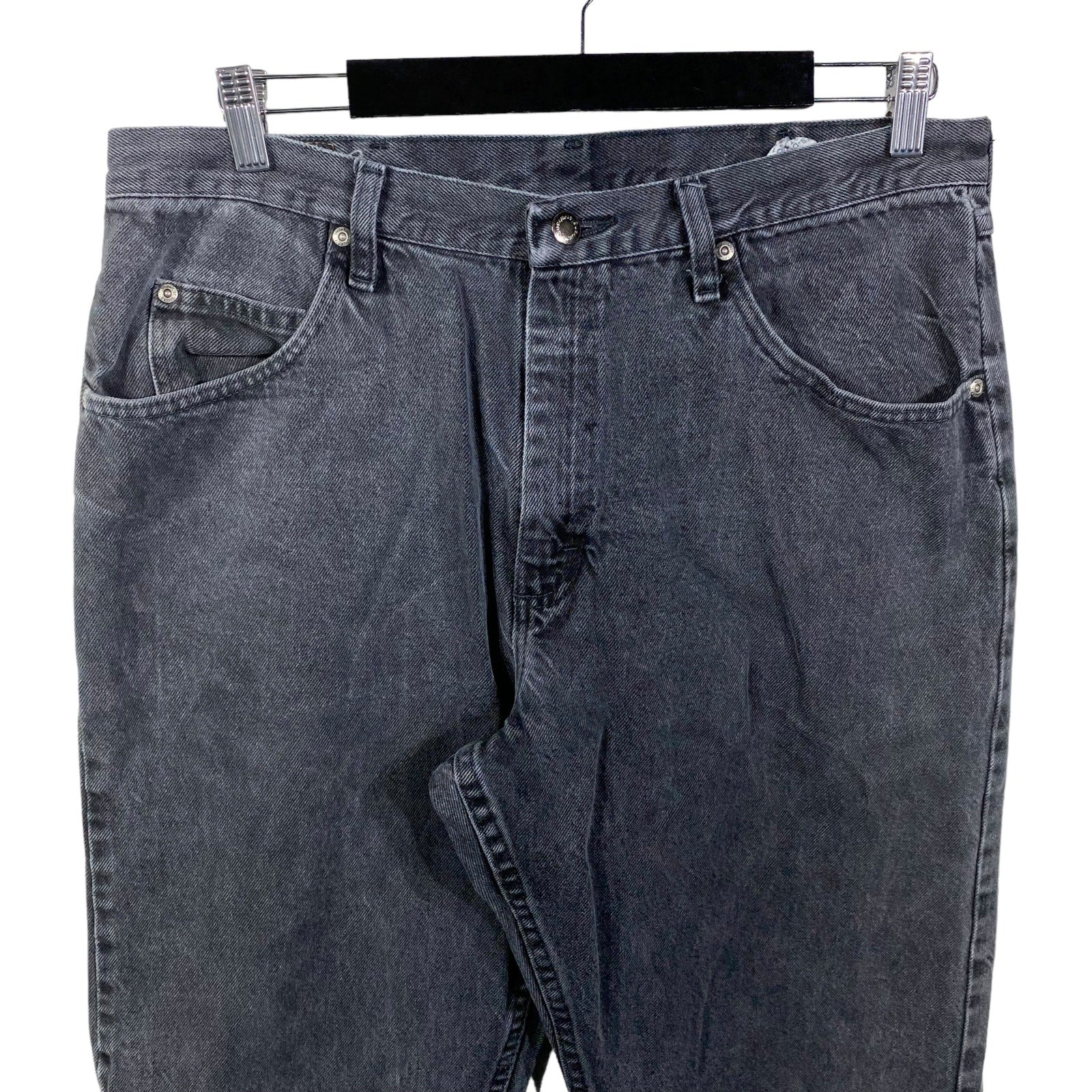 Collection of Wrangler Distressed Zip Fly Straight Leg Pants in a gallery layout