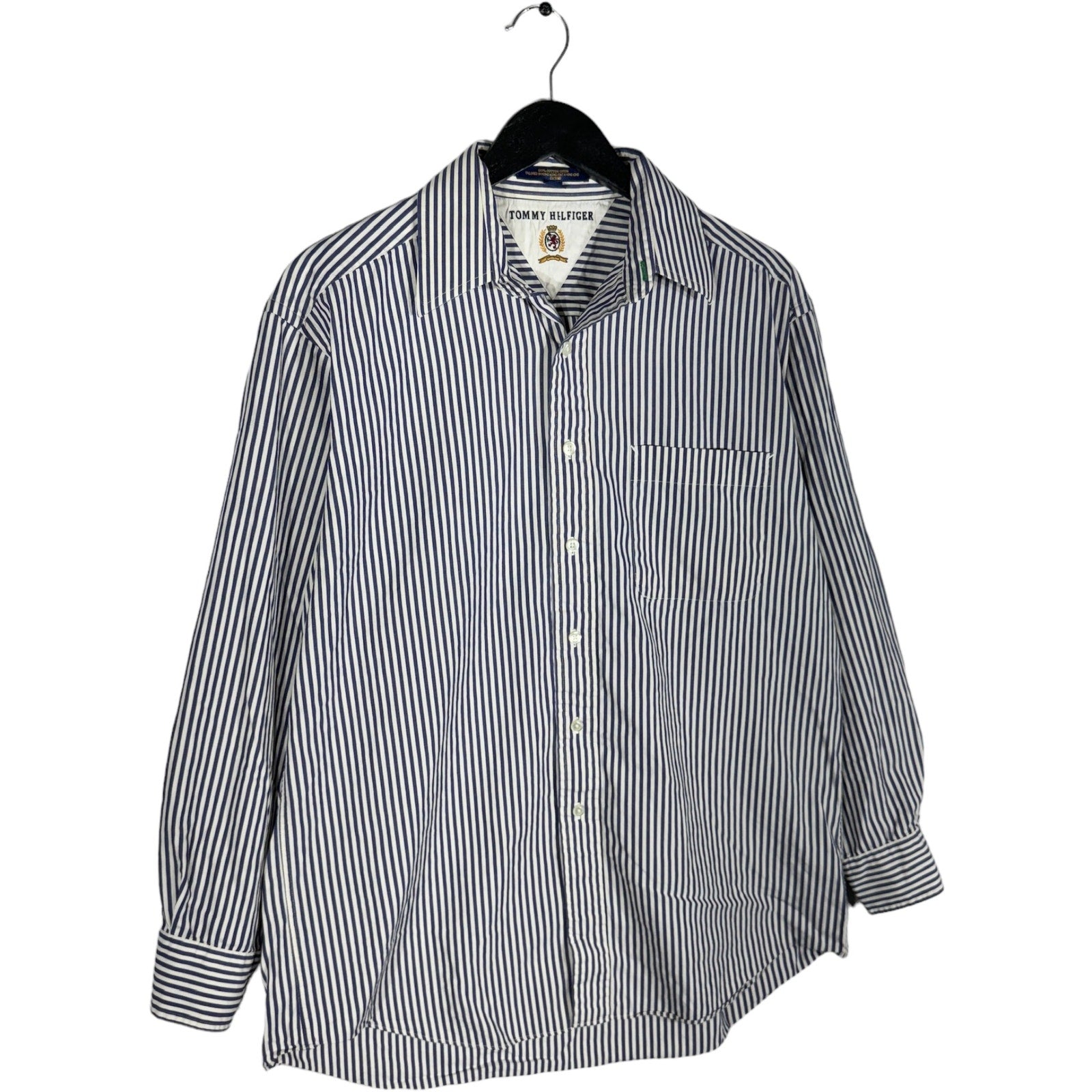 Collection of Tommy Hilfiger Long Sleeve Striped Dress Shirt in a gallery layout