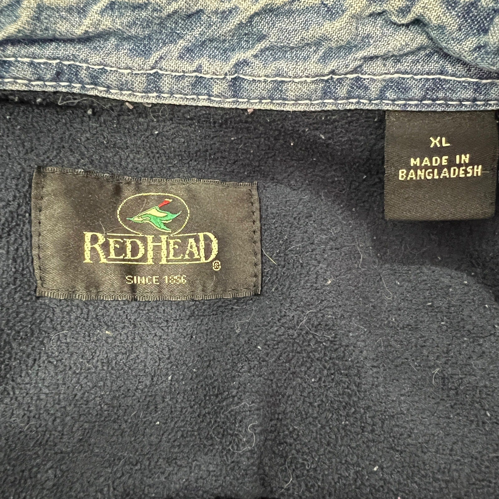 Collection of RedHead Flannel Lined Denim Workwear Button Down in a gallery layout