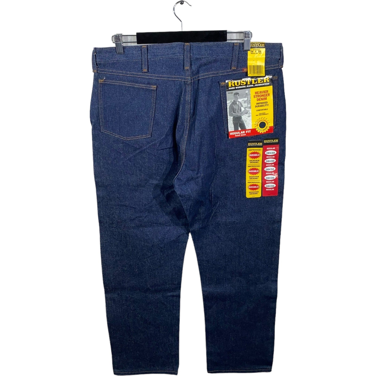 Collection of NWT Rustler Straight Leg Denim Jeans 38 x 30 in a gallery layout