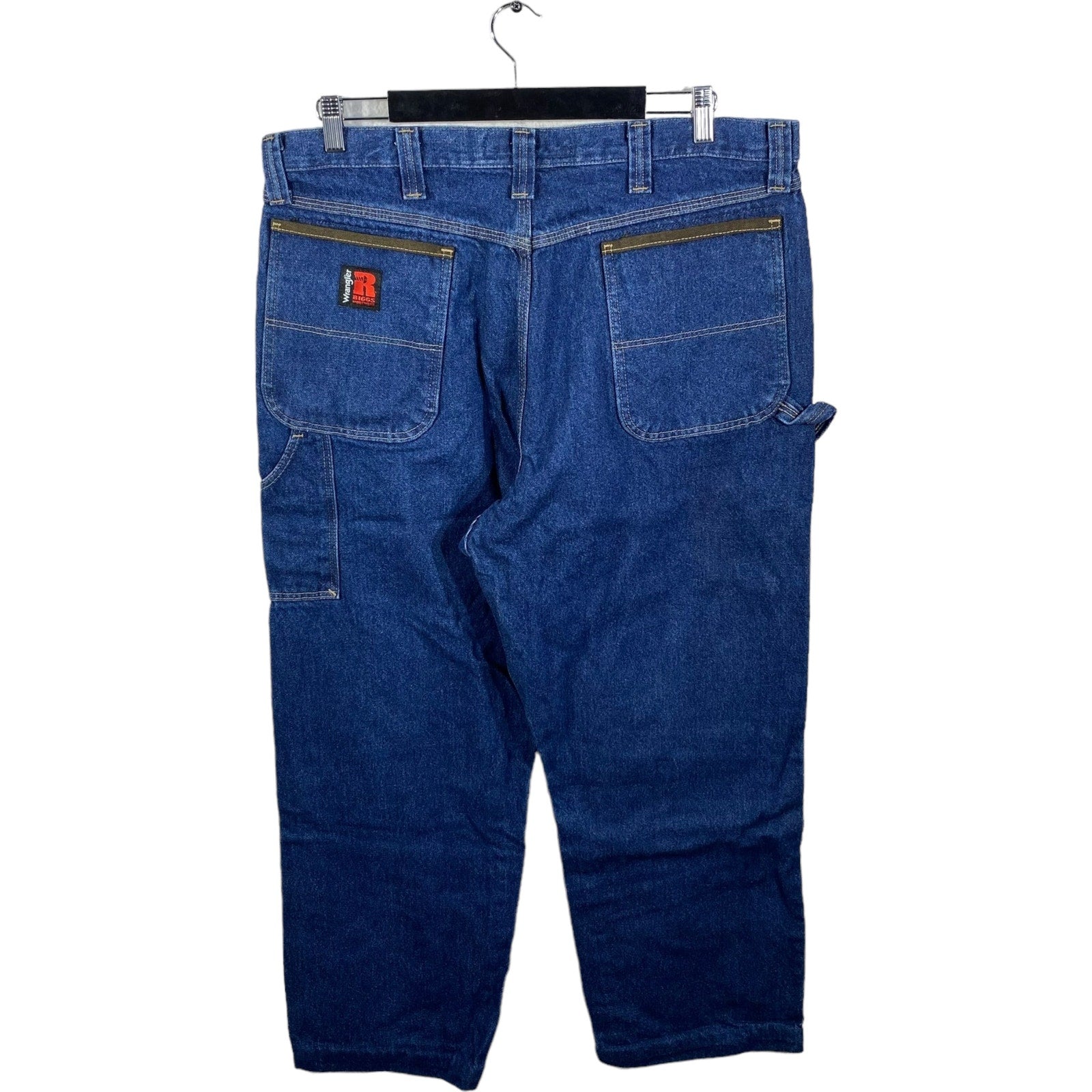 Collection of Wrangler Rigs Workwear Zip Fly Carpenter Straight Leg Denim Pants in a gallery layout