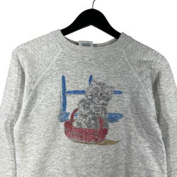 Collection of Women's Hanes Cat In a Basket Graphic Crewneck in a gallery layout