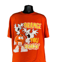 Collection of Vintage M&M's "Orange You Scared" Halloween Snack Tee in a gallery layout