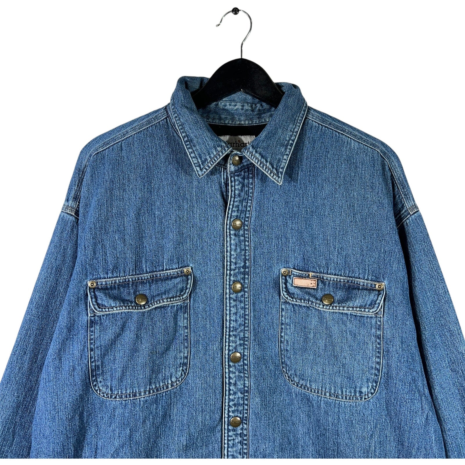 Collection of Carhartt Long Sleeve Denim Button Up in a gallery layout