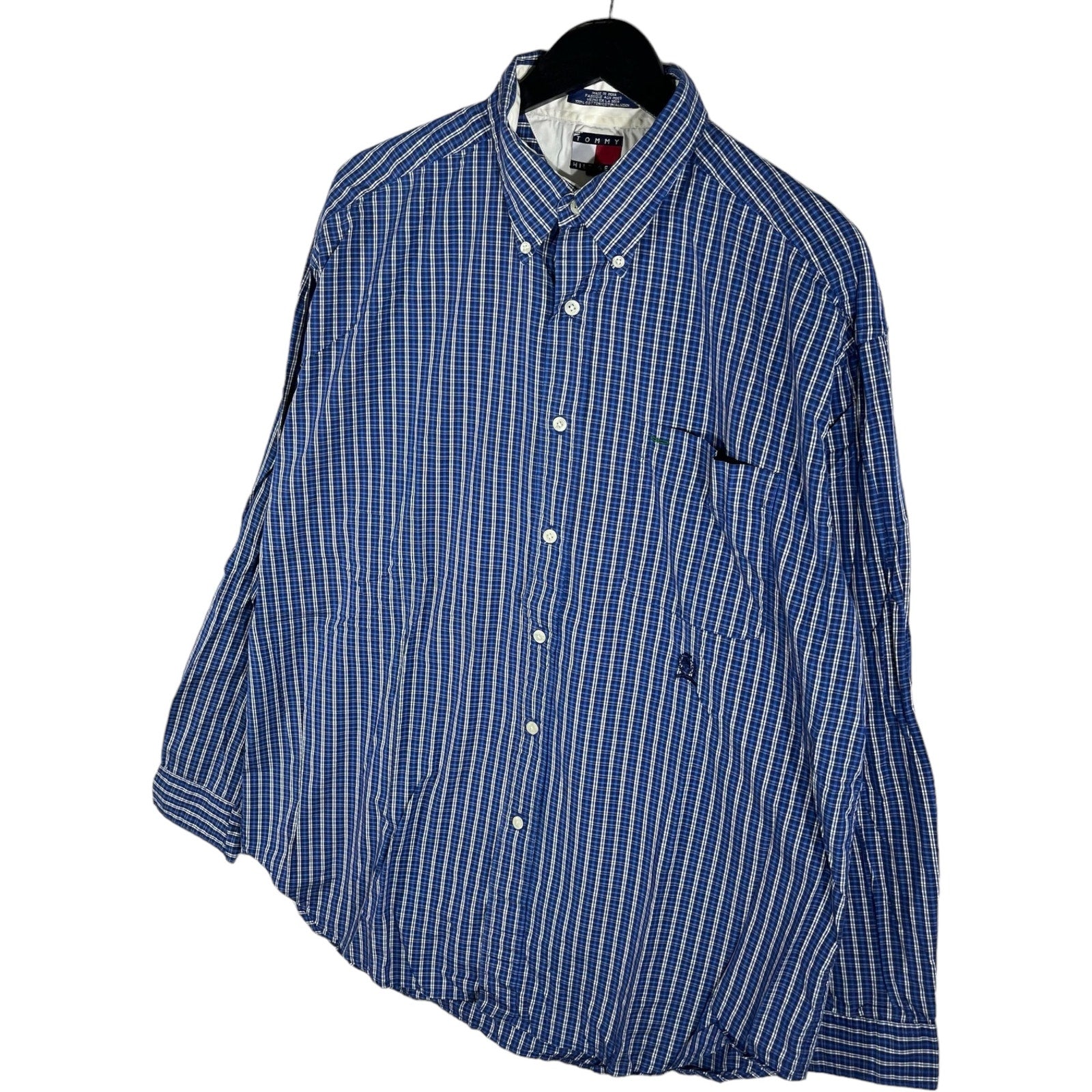 Collection of Tommy Hilfiger Checkered Long Sleeve Button Up Dress Shirt in a gallery layout