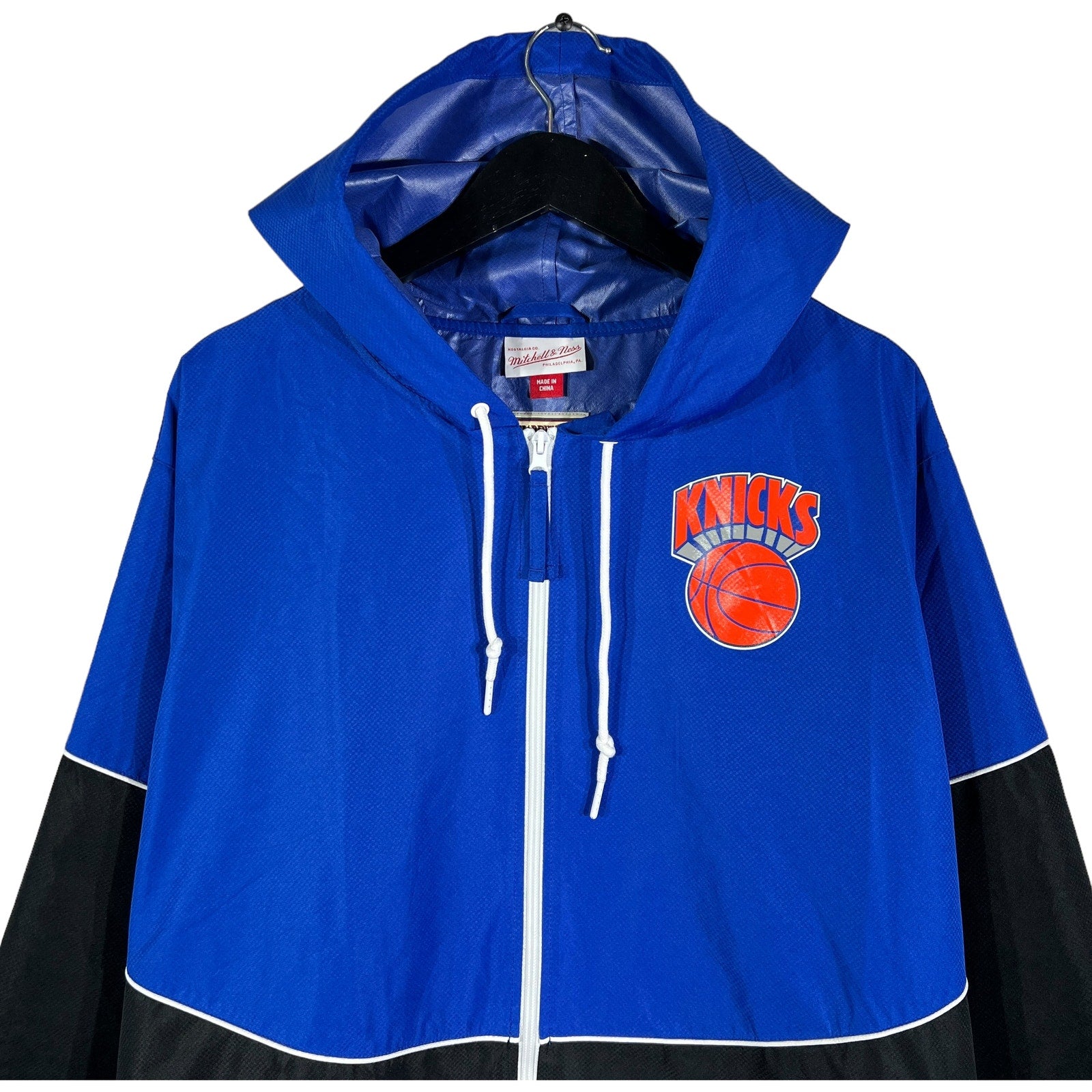 Collection of Mitchell & Ness New York Knicks Hooded Light Jacket in a gallery layout