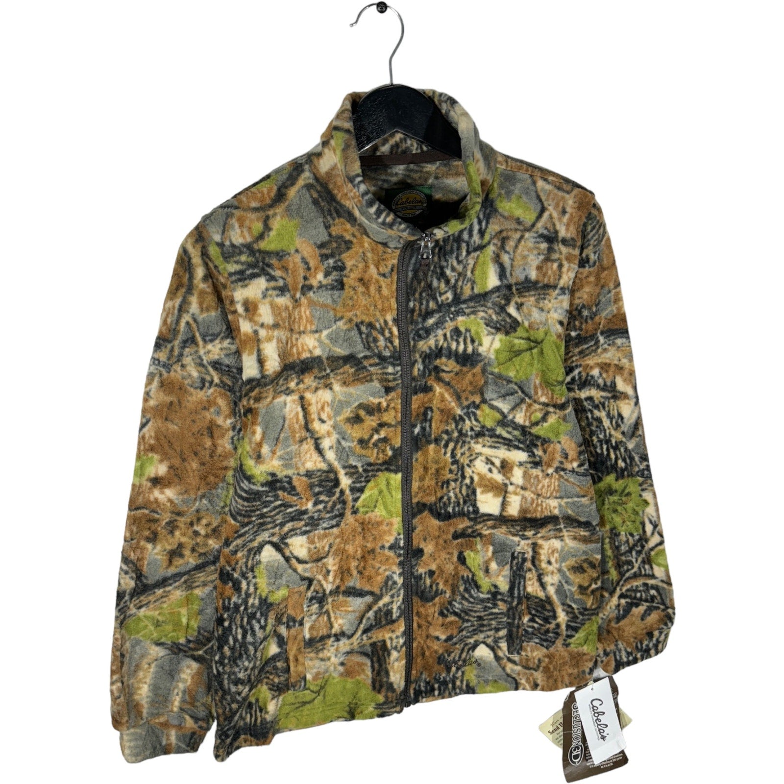 Collection of NWT Cabelas Full Zip Tree Camo Fleece Jacket in a gallery layout