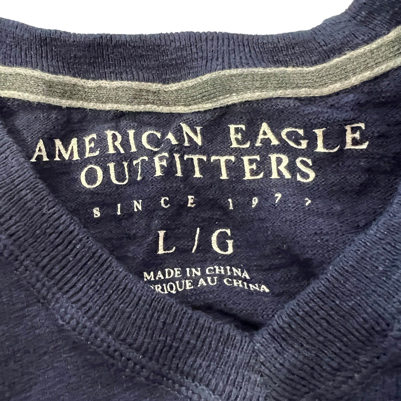 Collection of American Eagle Cotton V-Neck Sweater in a gallery layout