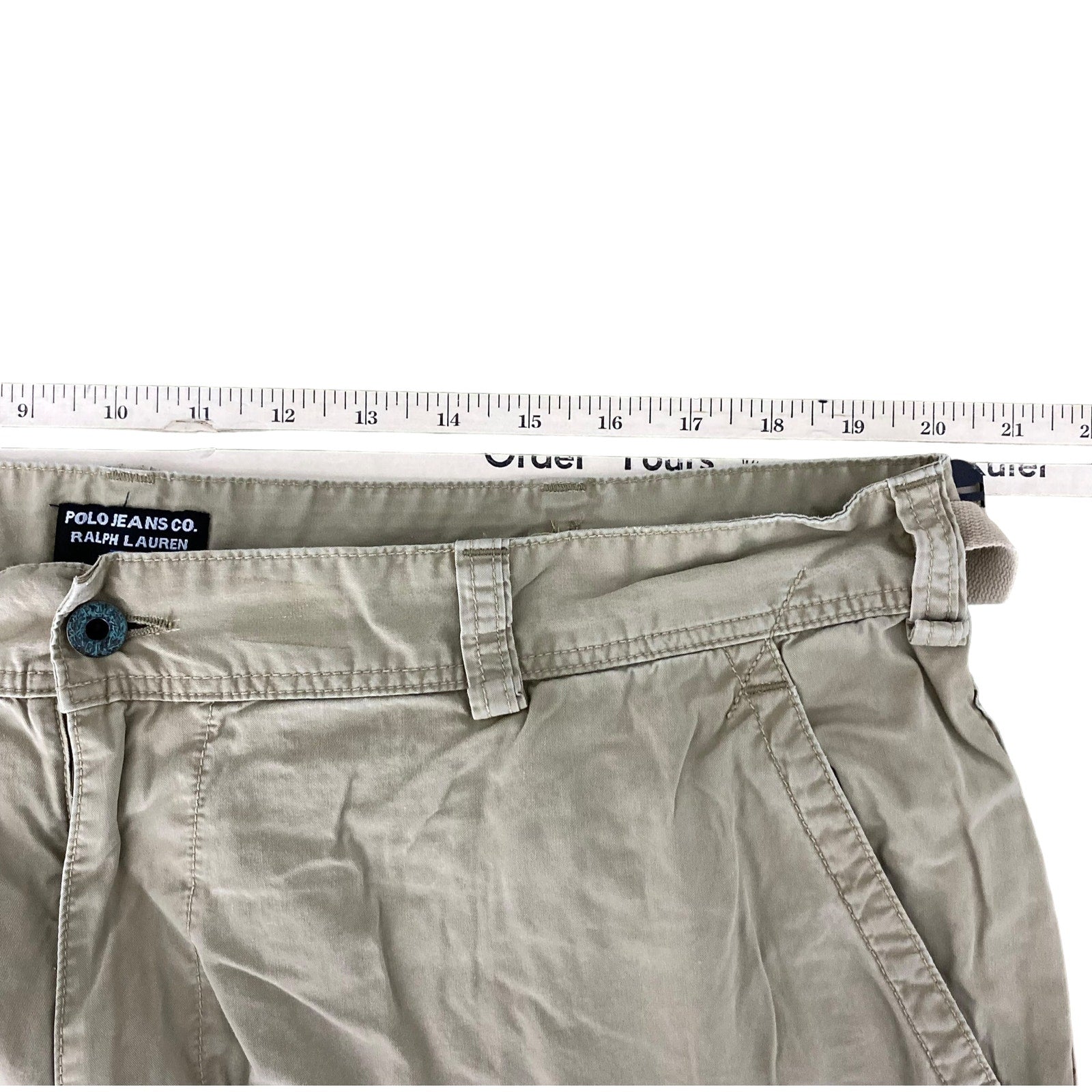 Collection of Polo Jeans Co. Ralph Lauren Zip Fly Cargo Tan Shorts in a gallery layout