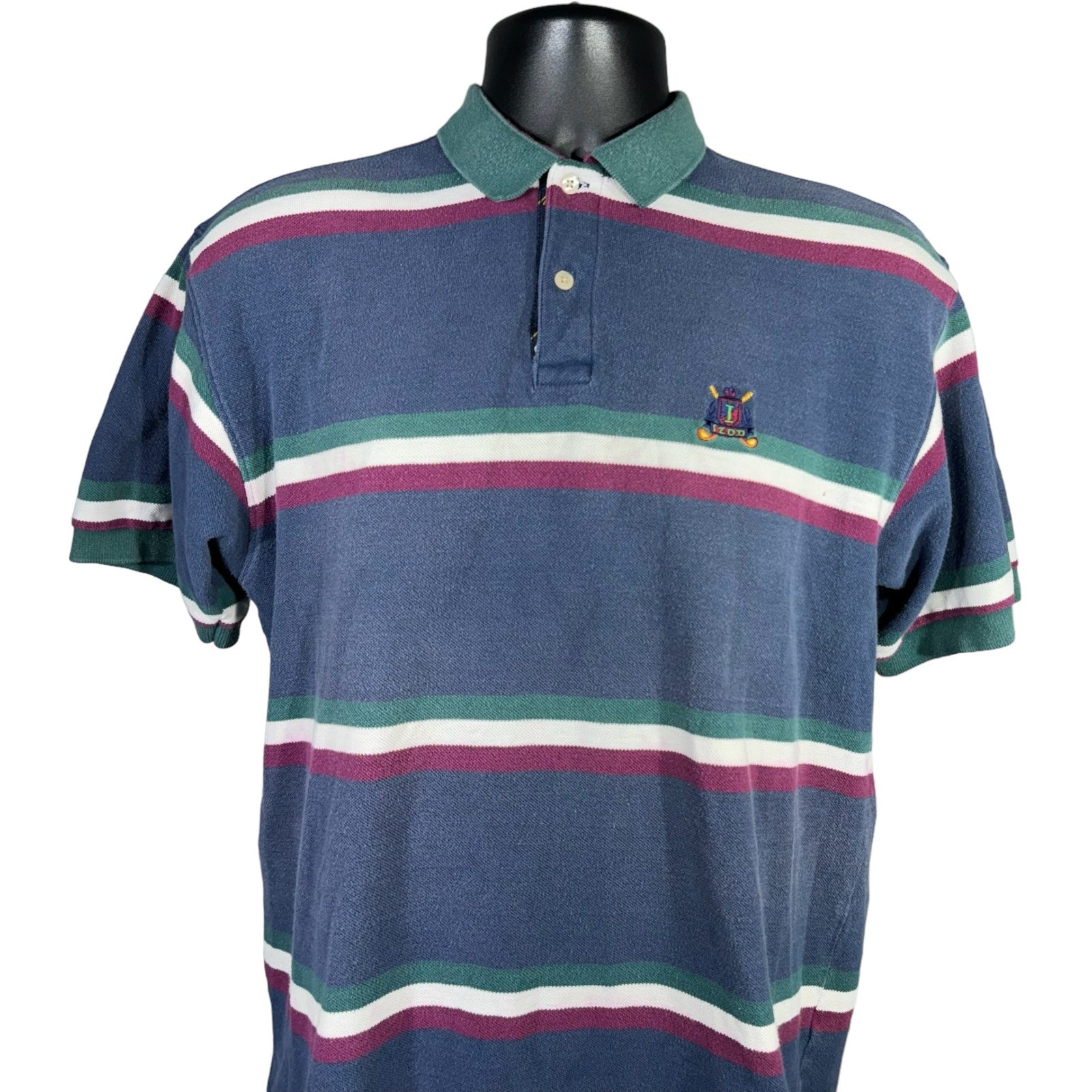 Collection of Izod Striped Short Sleeve Polo in a gallery layout