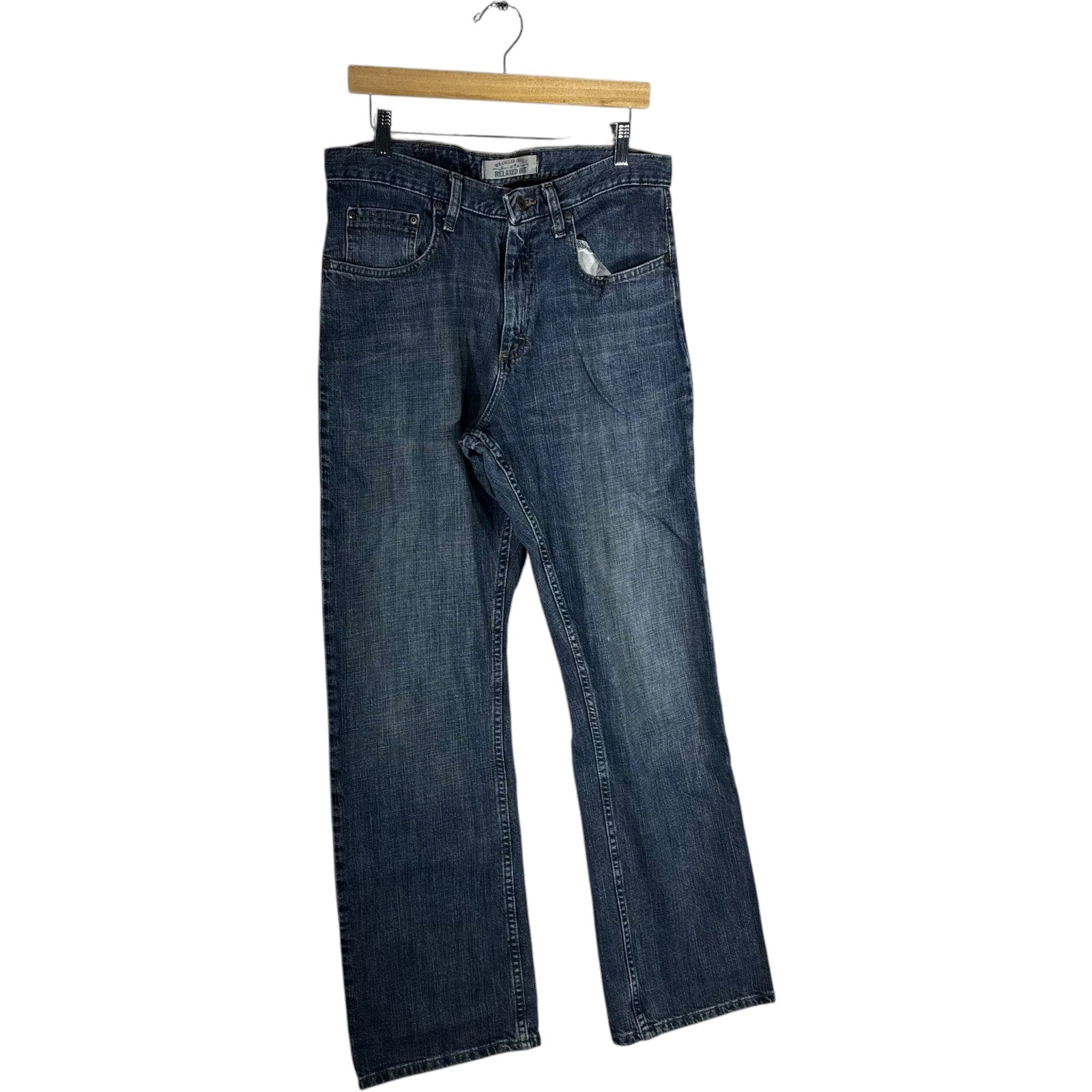 Collection of Wrangler Relaxed Boot Cut Jeans 33x32 in a gallery layout
