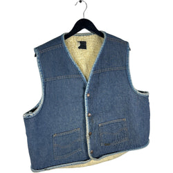 Collection of Vintage Roebucks Sherpa Lined Denim Workwear Vest in a gallery layout